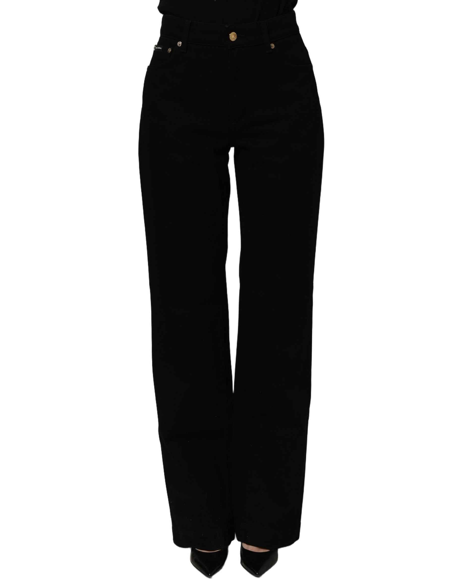 Dolce & Gabbana Black Cotton Stretch Straight Denim Jeans | Regal Royce