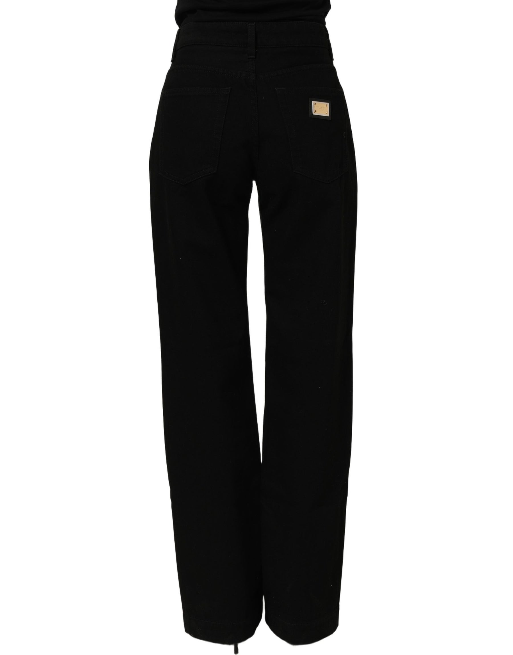 Dolce & Gabbana Black Cotton Stretch Straight Denim Jeans | Regal Royce