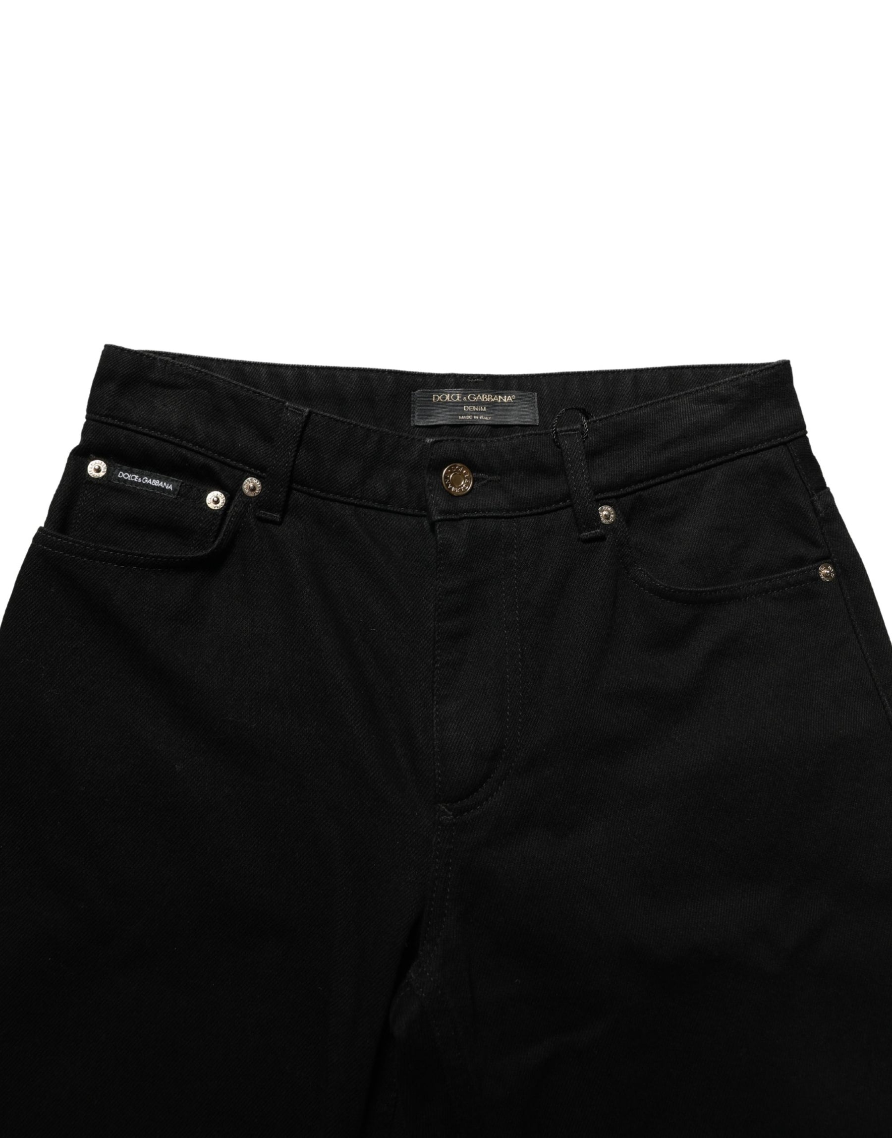 Dolce & Gabbana Black Cotton Stretch Straight Denim Jeans | Regal Royce