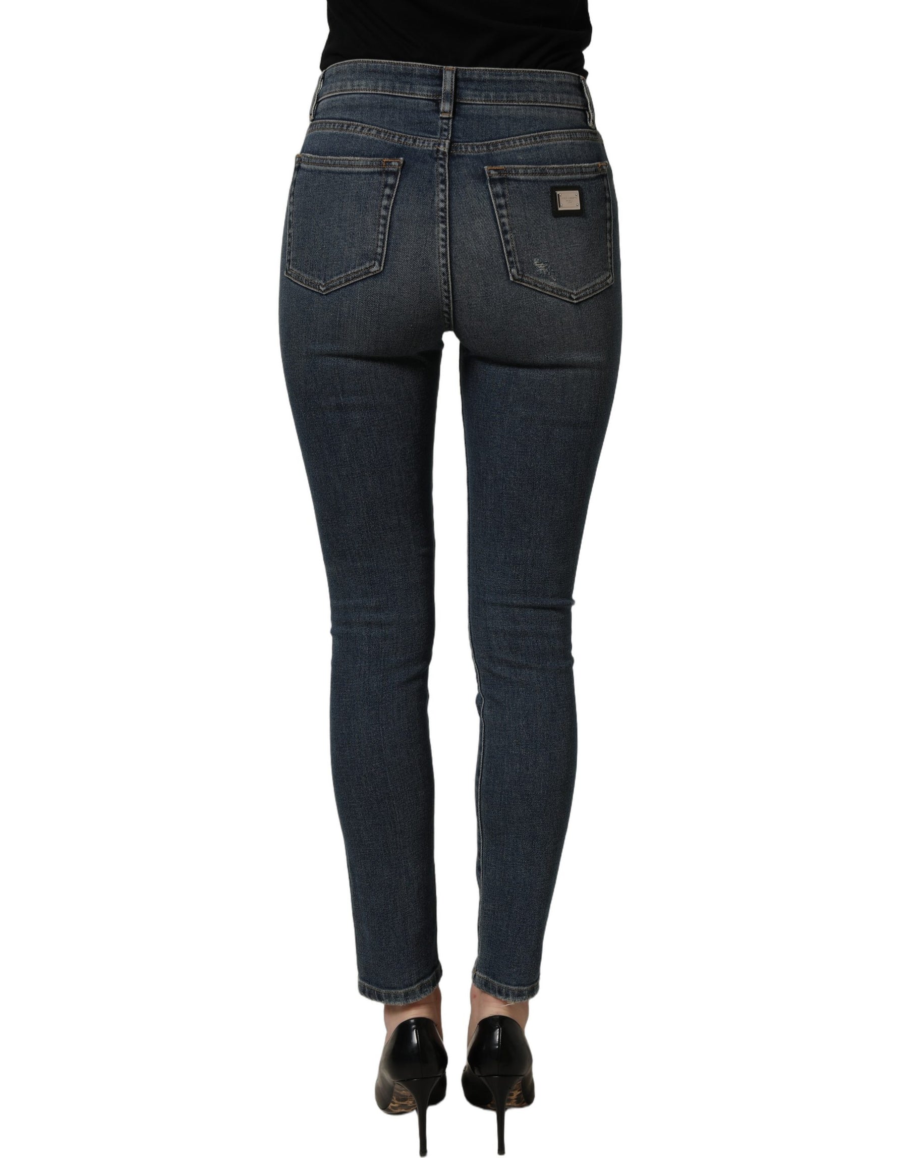 Dolce & Gabbana Blue Cotton Stretch Skinny Denim Trouser Jeans | Regal Royce