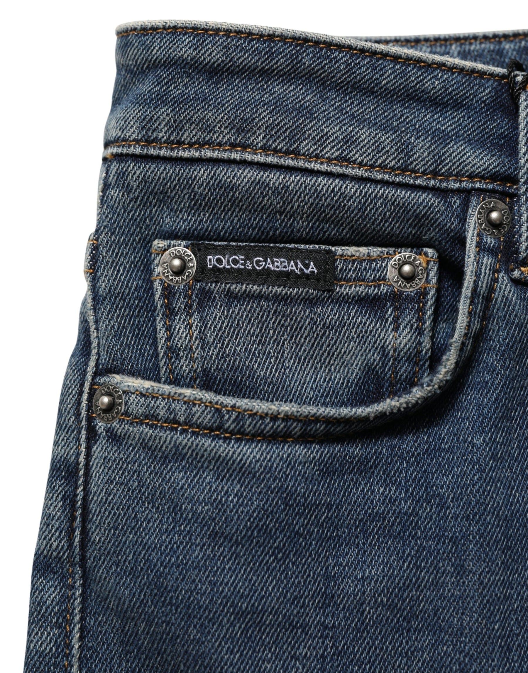 Dolce & Gabbana Blue Cotton Stretch Skinny Denim Trouser Jeans | Regal Royce