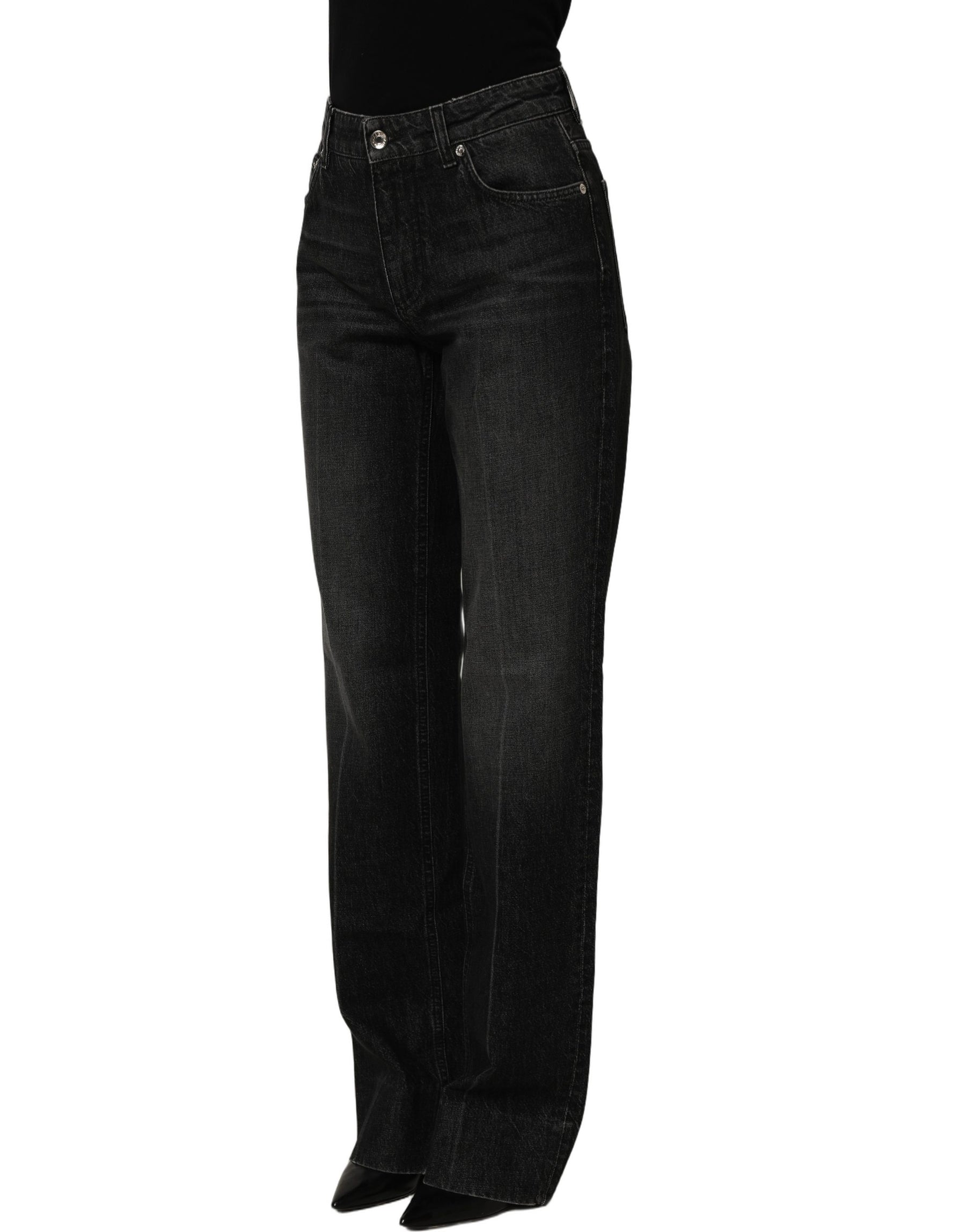 Dolce & Gabbana Black Cotton Stretch Straight Denim Jeans | Regal Royce