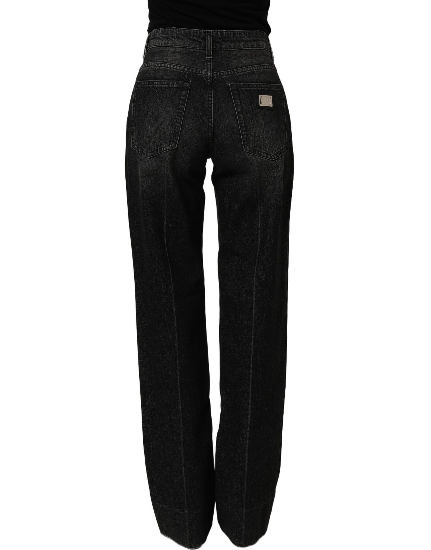 Dolce & Gabbana Black Cotton Stretch Straight Denim Jeans | Regal Royce