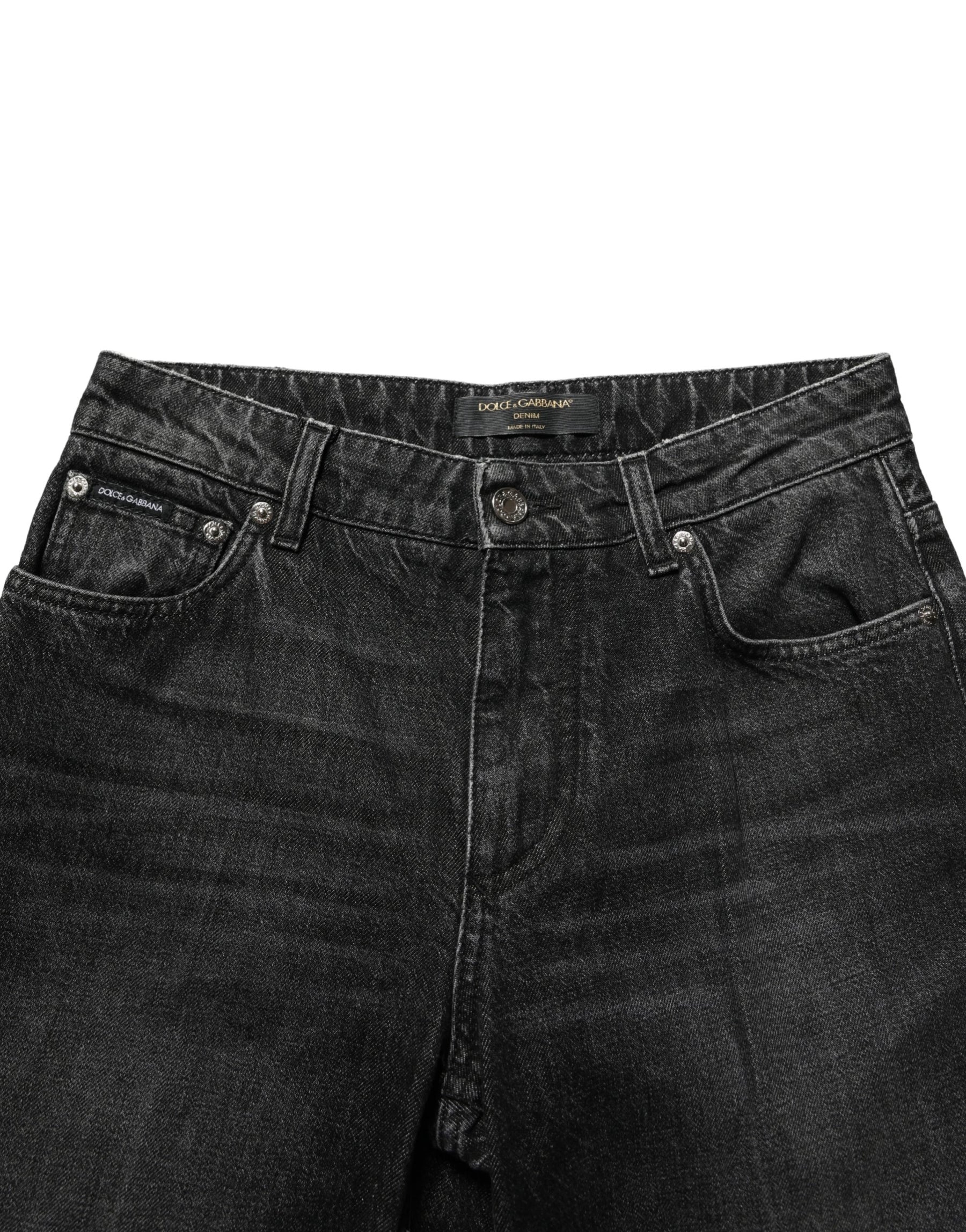 Dolce & Gabbana Black Cotton Stretch Straight Denim Jeans | Regal Royce