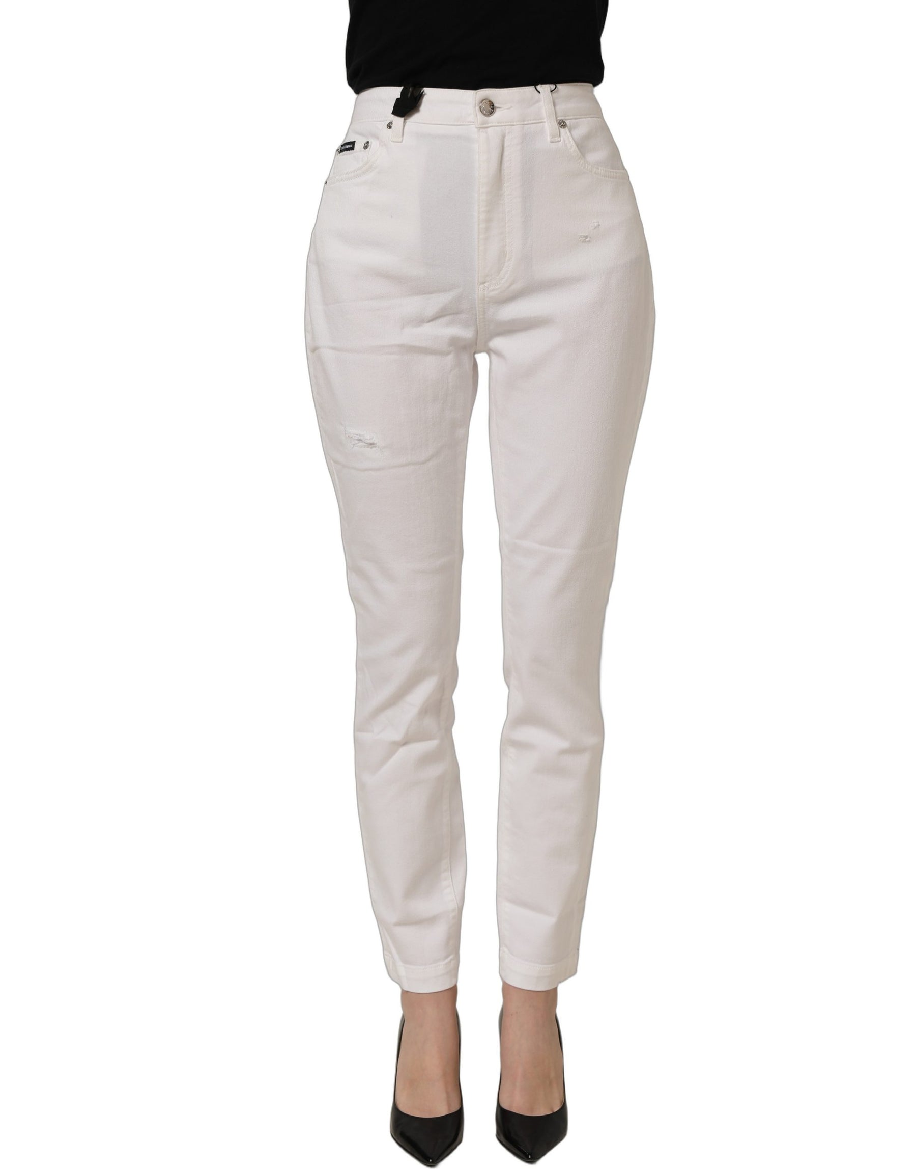 Dolce & Gabbana White Cotton Stretch Skinny Denim Jeans | Regal Royce