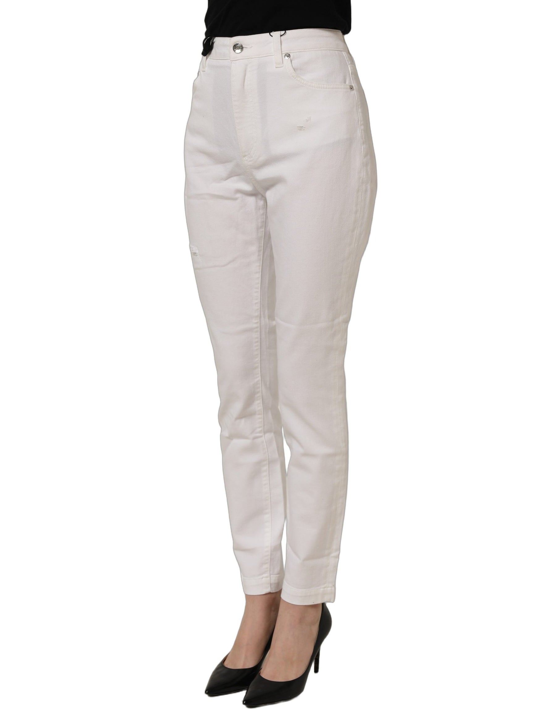 Dolce & Gabbana White Cotton Stretch Skinny Denim Jeans | Regal Royce