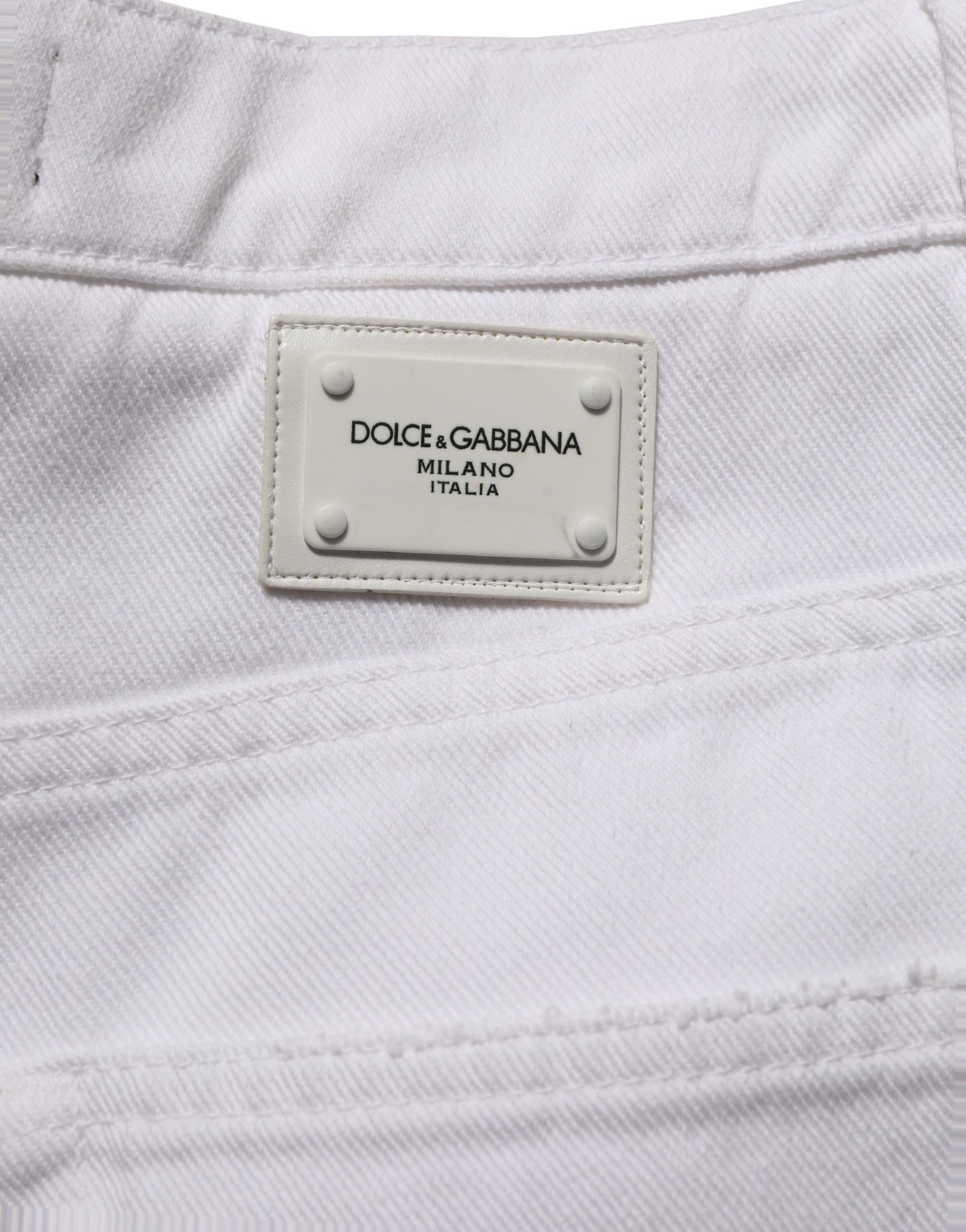 Dolce & Gabbana White Cotton Stretch Wide Leg Denim Jeans | Regal Royce