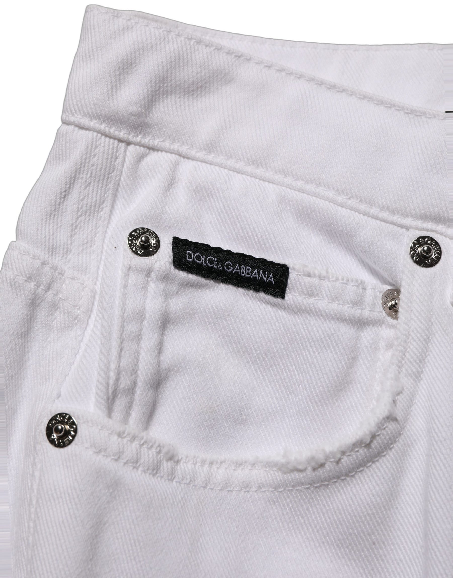 Dolce & Gabbana White Cotton Stretch Wide Leg Denim Jeans | Regal Royce