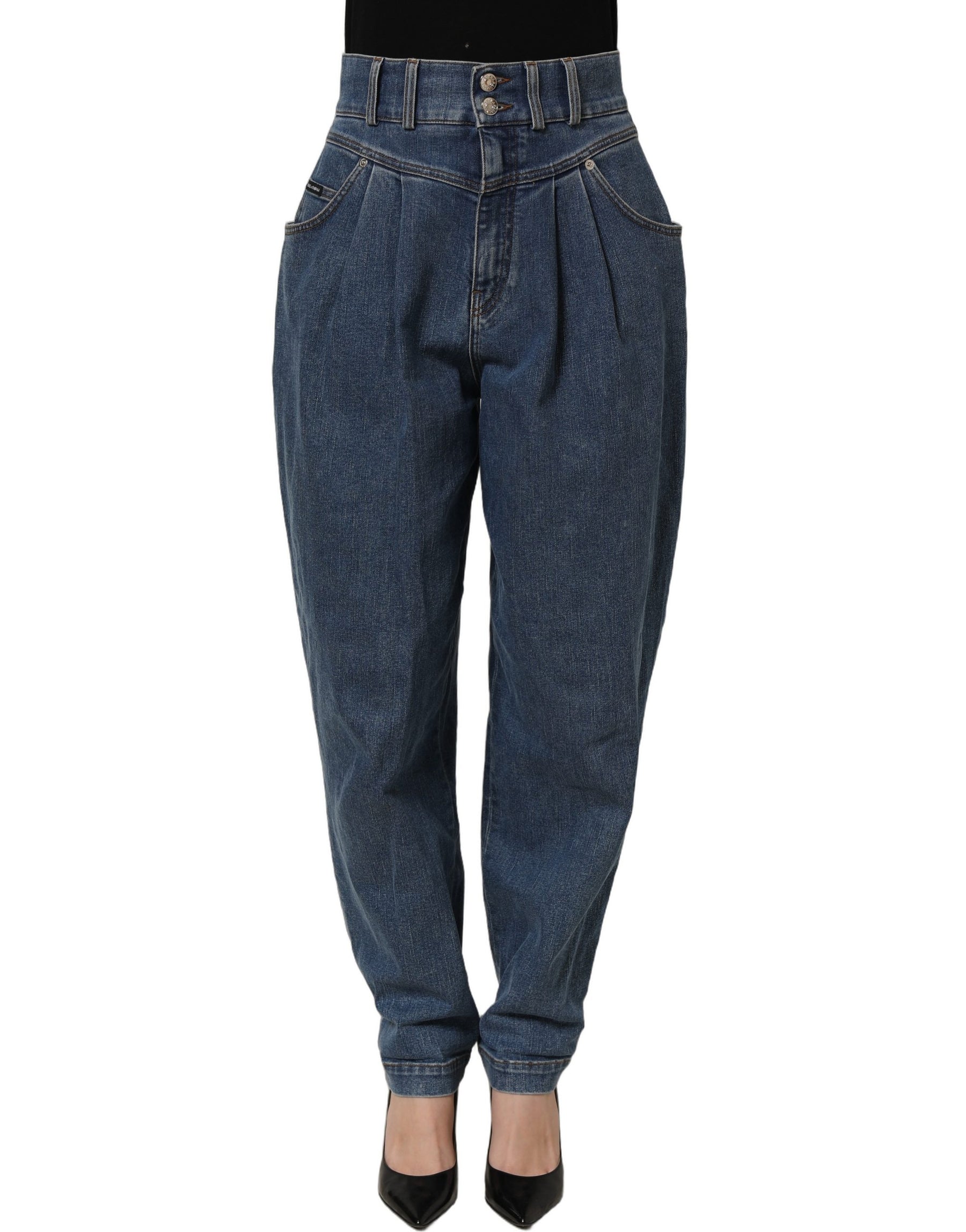 Dolce & Gabbana Dark Blue Cotton Stretch Tapered Denim Jeans | Regal Royce