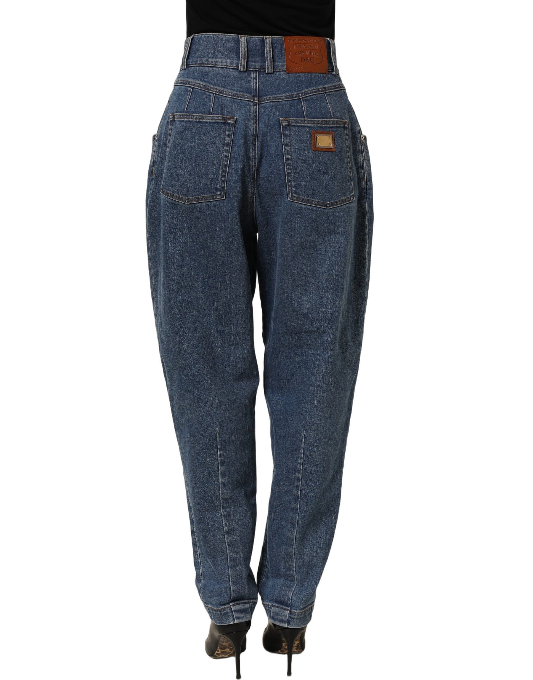 Dolce & Gabbana Dark Blue Cotton Stretch Tapered Denim Jeans | Regal Royce