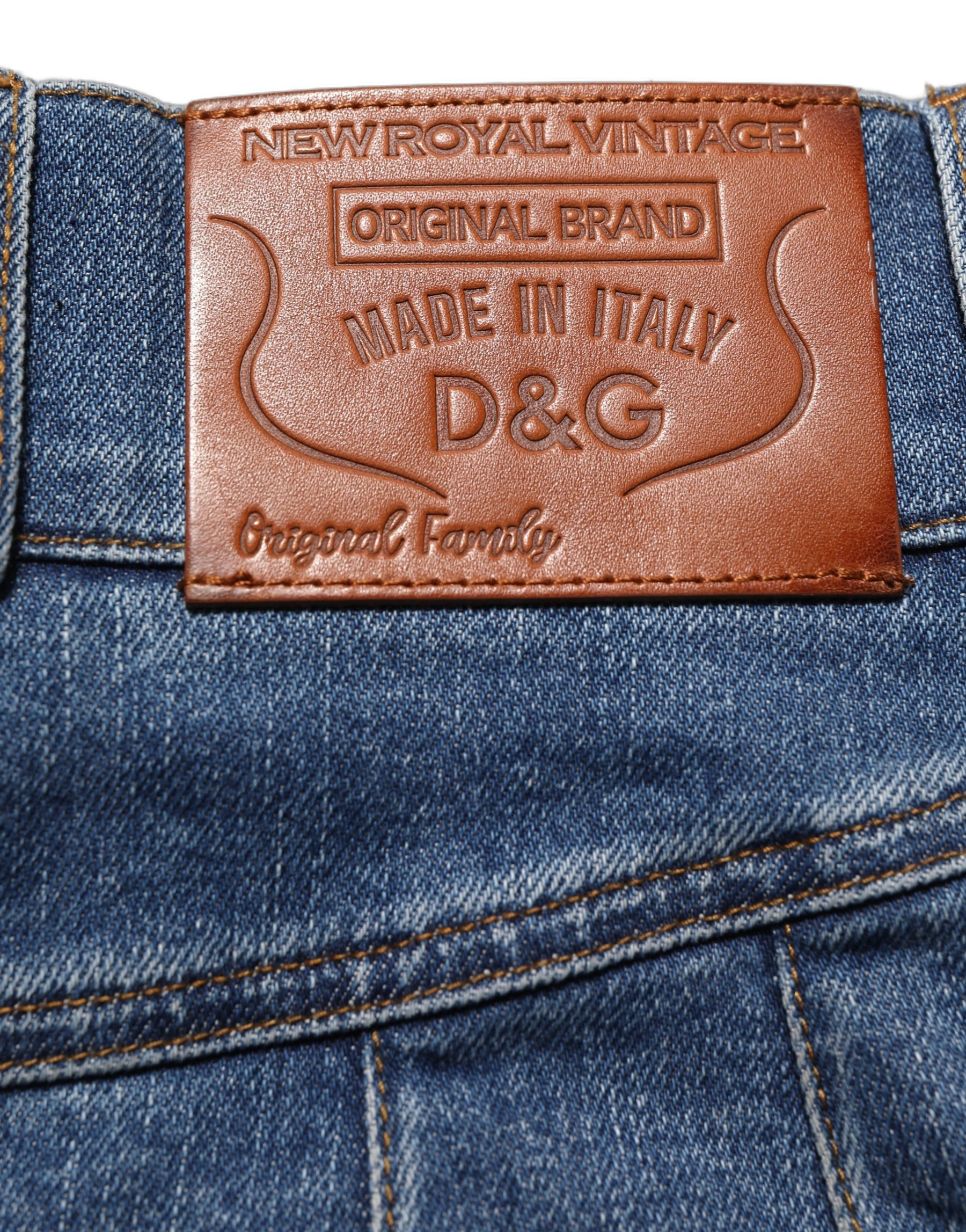 Dolce & Gabbana Dark Blue Cotton Stretch Tapered Denim Jeans | Regal Royce