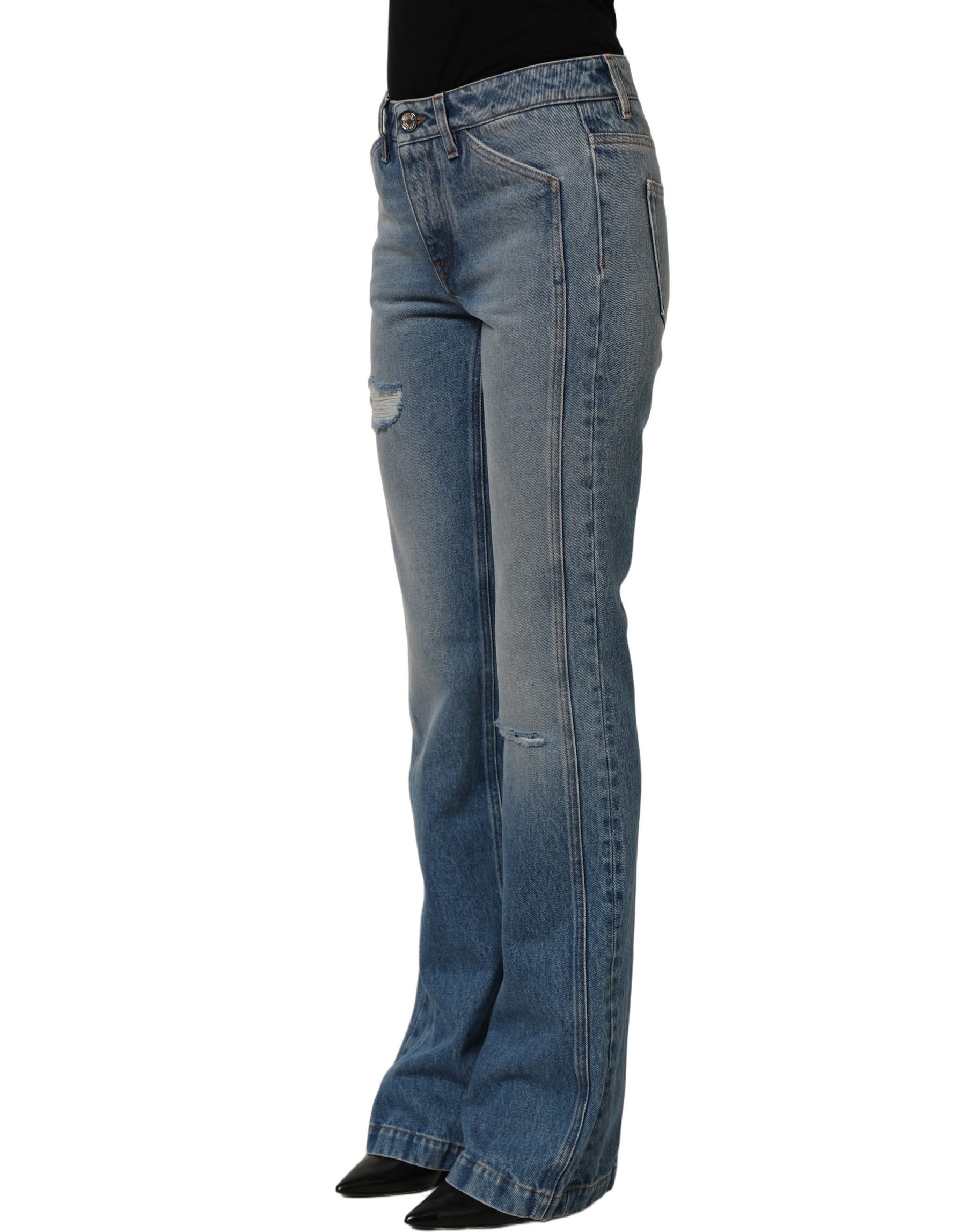 Dolce & Gabbana Blue Cotton Boot Cut Denim Trouser Jeans | Regal Royce