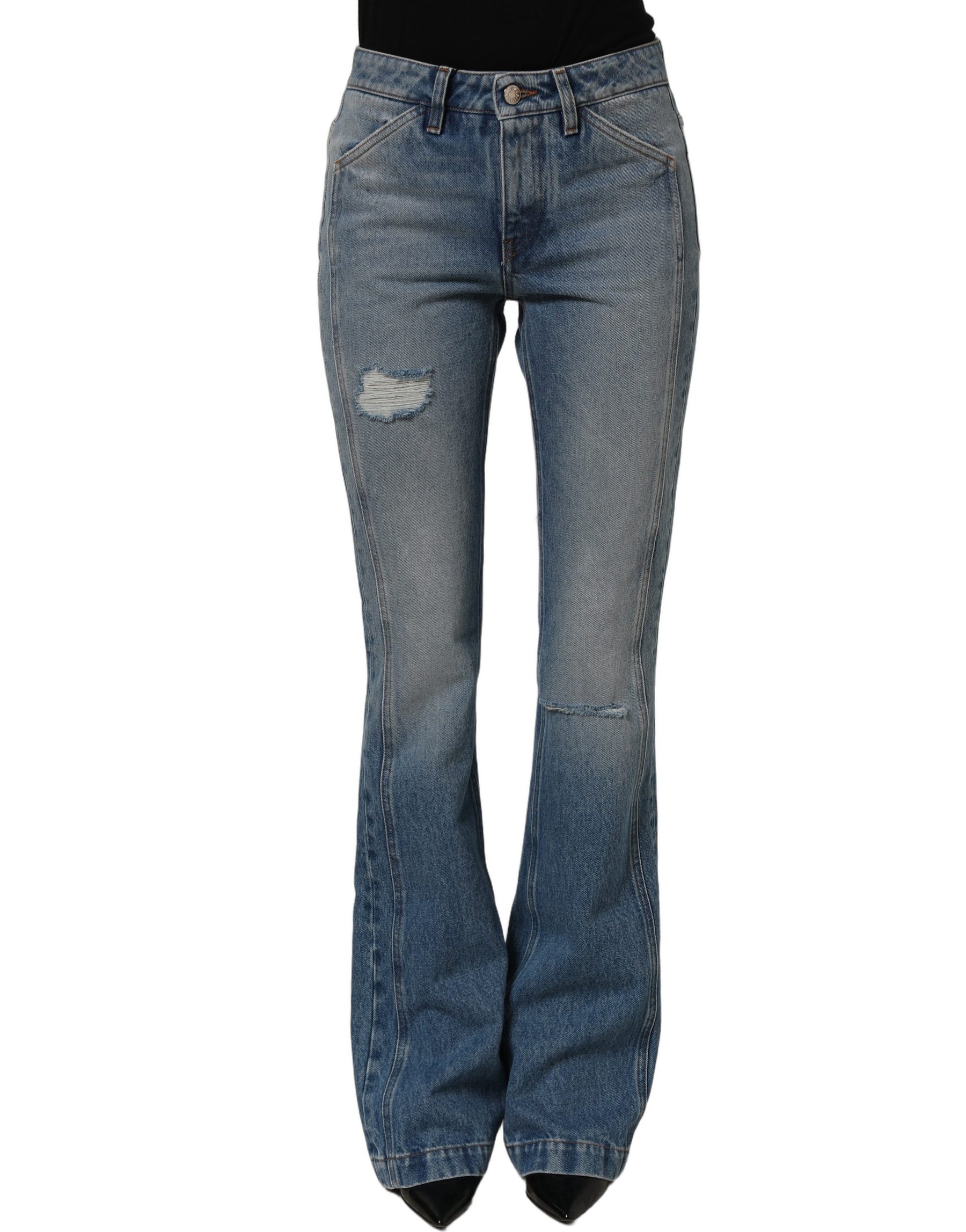 Dolce & Gabbana Blue Cotton Boot Cut Denim Trouser Jeans | Regal Royce