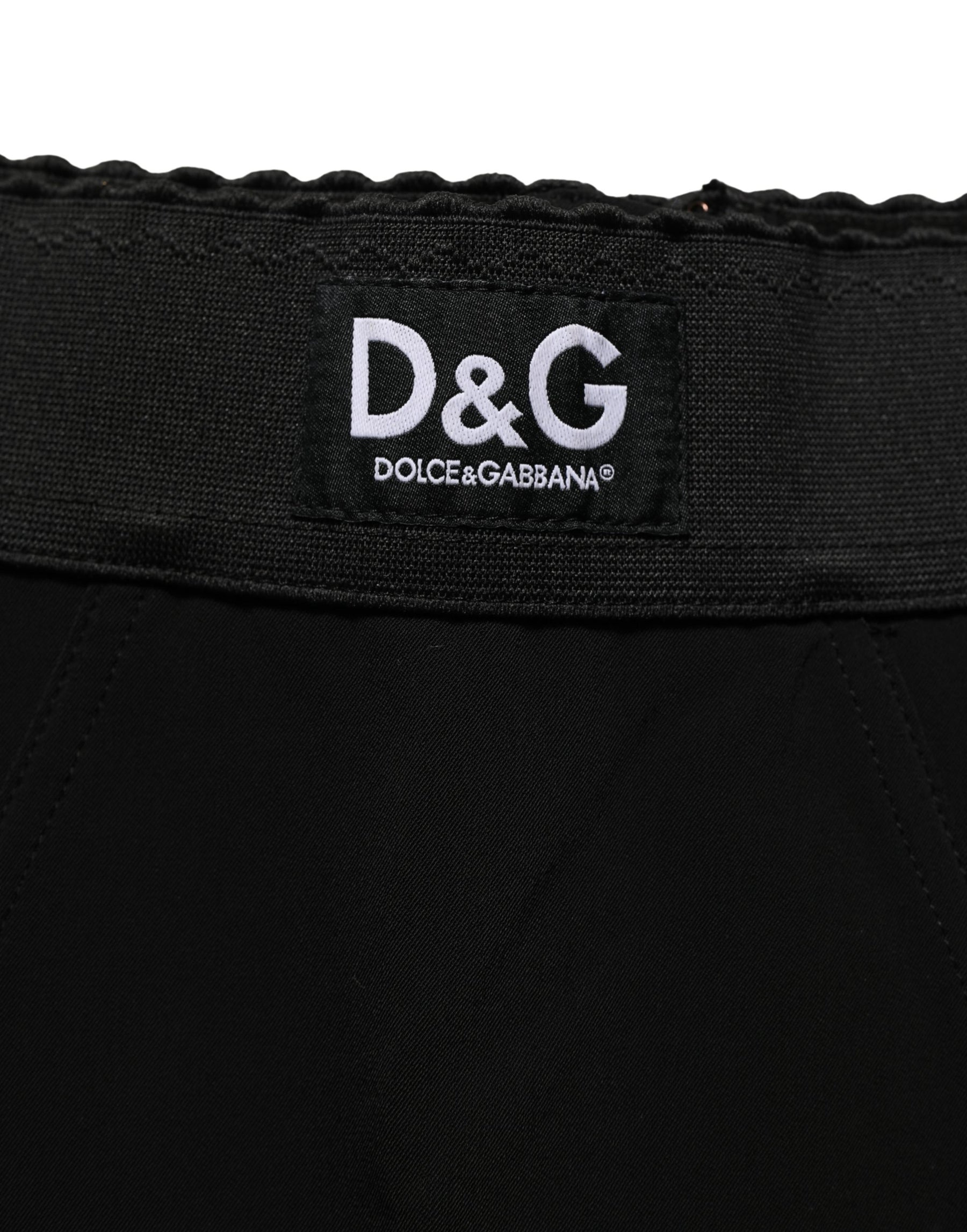 Dolce & Gabbana Black Viscose High Waist Capri Trouser Pants | Regal Royce