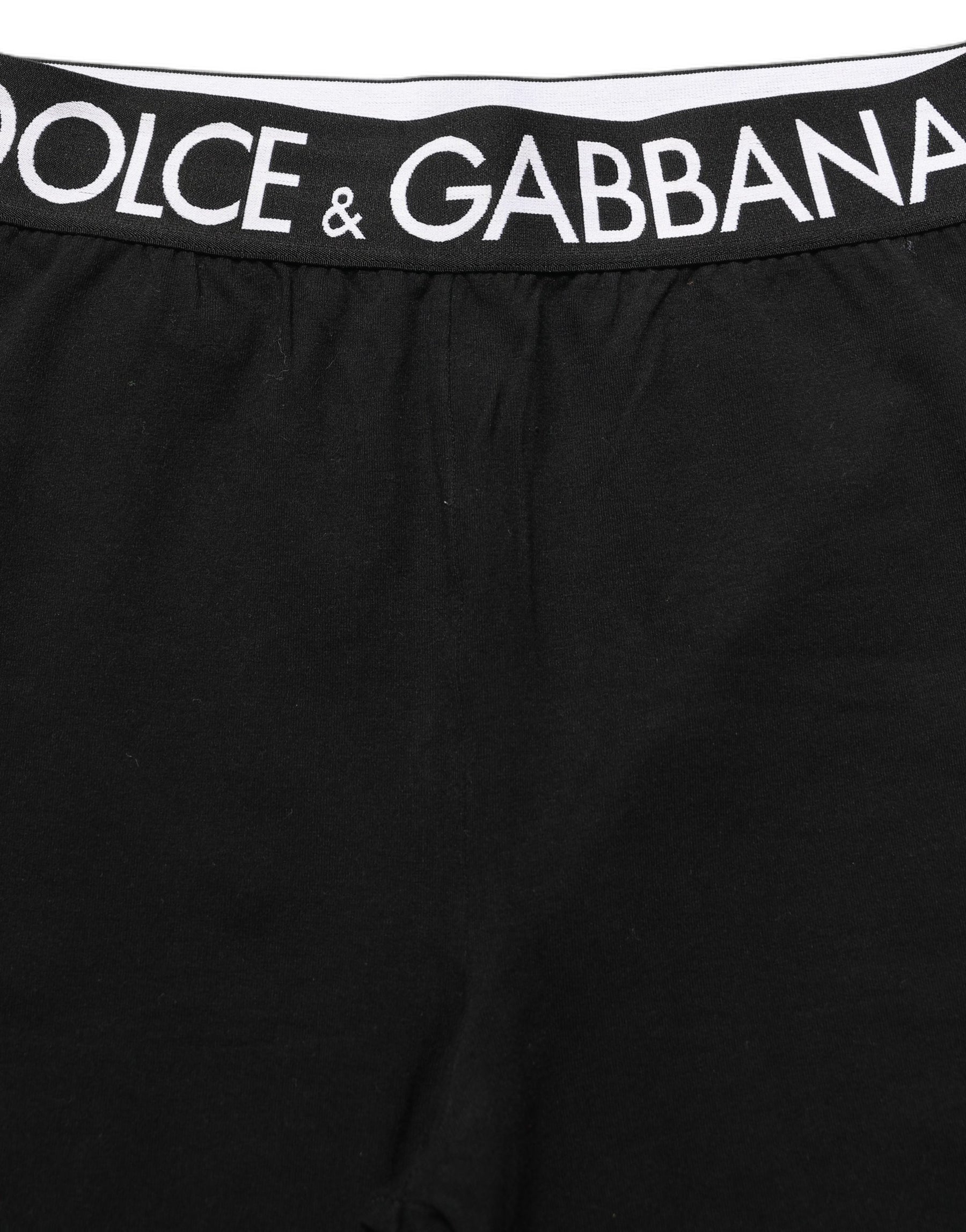 Dolce & Gabbana Black Cotton HighWaist Cropped Leggings Pants | Regal Royce