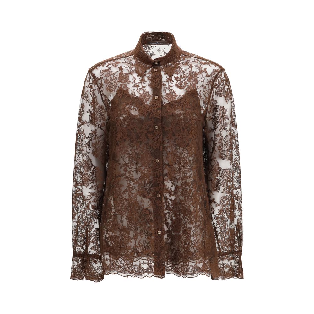 Ermanno Scervino Brown Polyester Pattern Shirt | Regal Royce