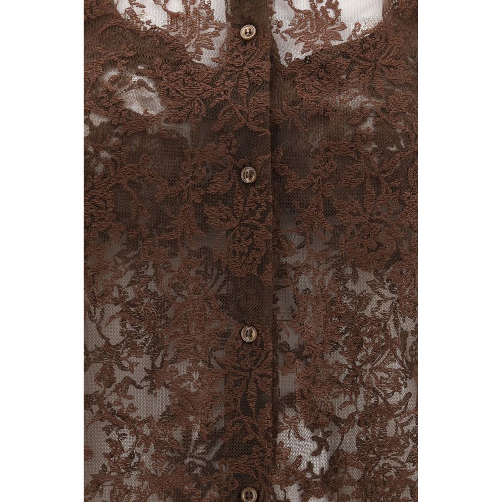 Ermanno Scervino Brown Polyester Pattern Shirt | Regal Royce