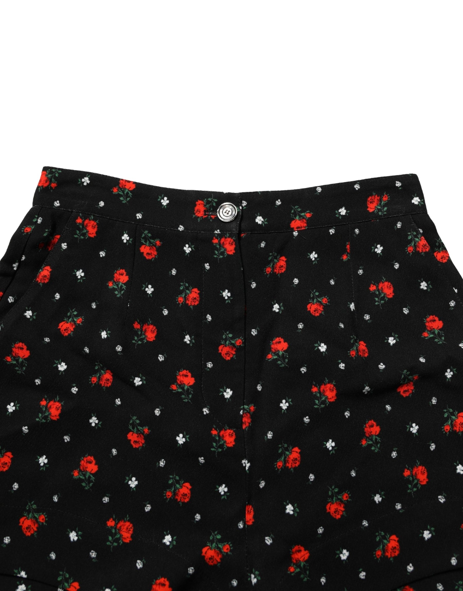 Dolce & Gabbana Black Floral High Rise Women Hot Pants Shorts | Regal Royce
