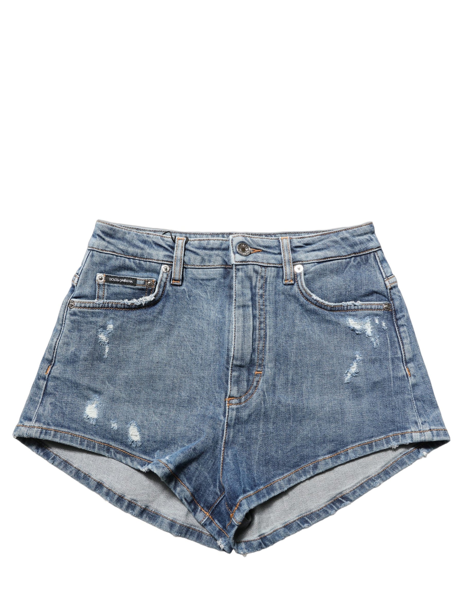 Dolce & Gabbana Blue Cotton High Rise Denim Hot Pants Shorts | Regal Royce