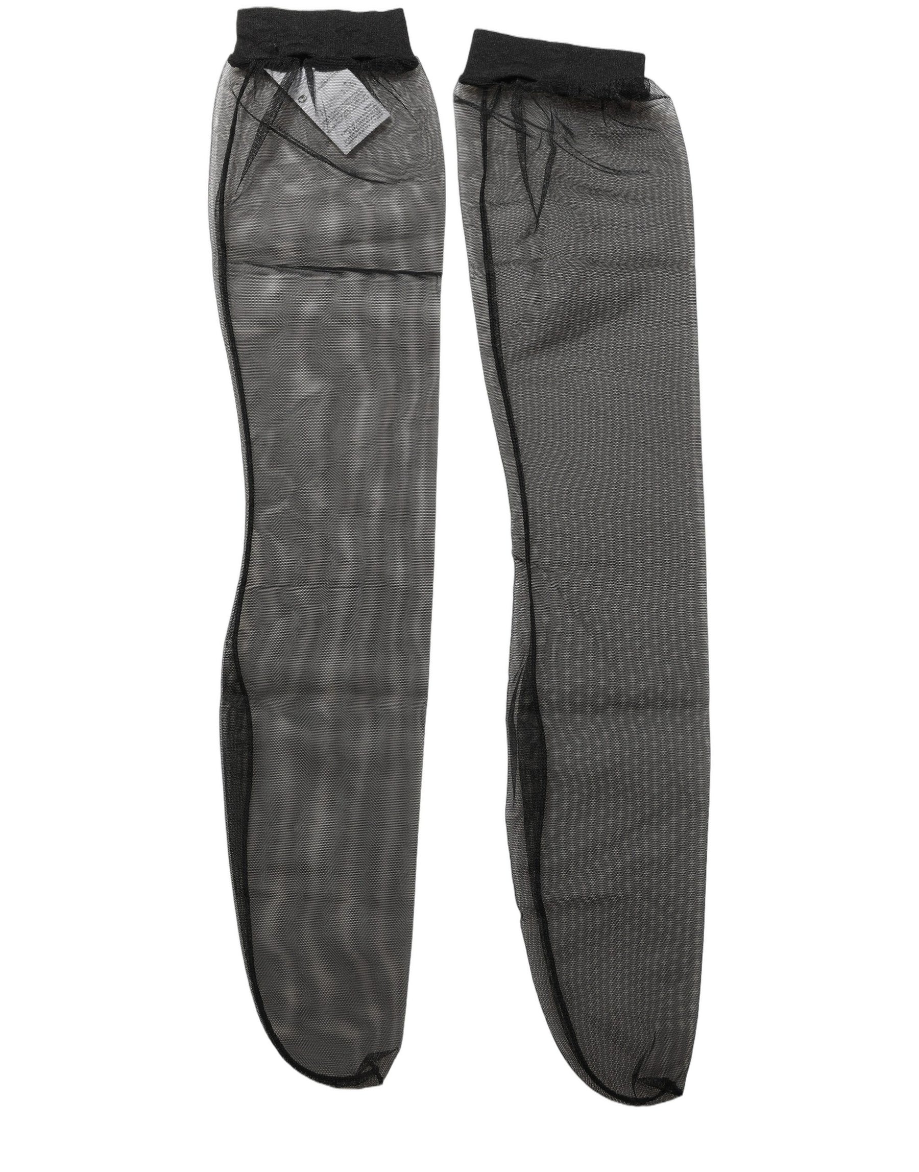 Dolce & Gabbana Black Nylon Mesh Sheer Calf Long Accessory Socks | Regal Royce