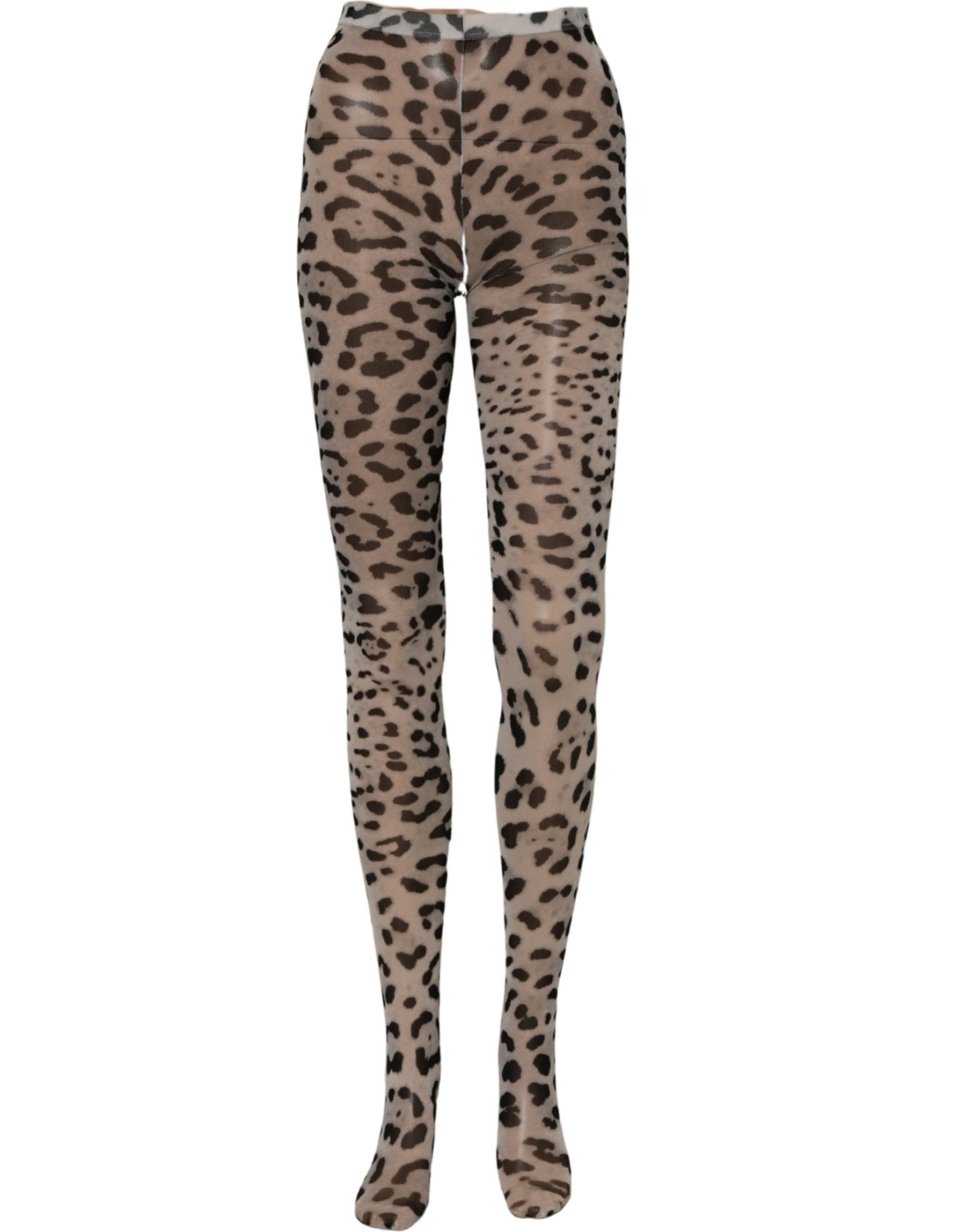 Dolce & Gabbana Gray Leopard Nylon Tights Stocking Pantyhose Socks | Regal Royce