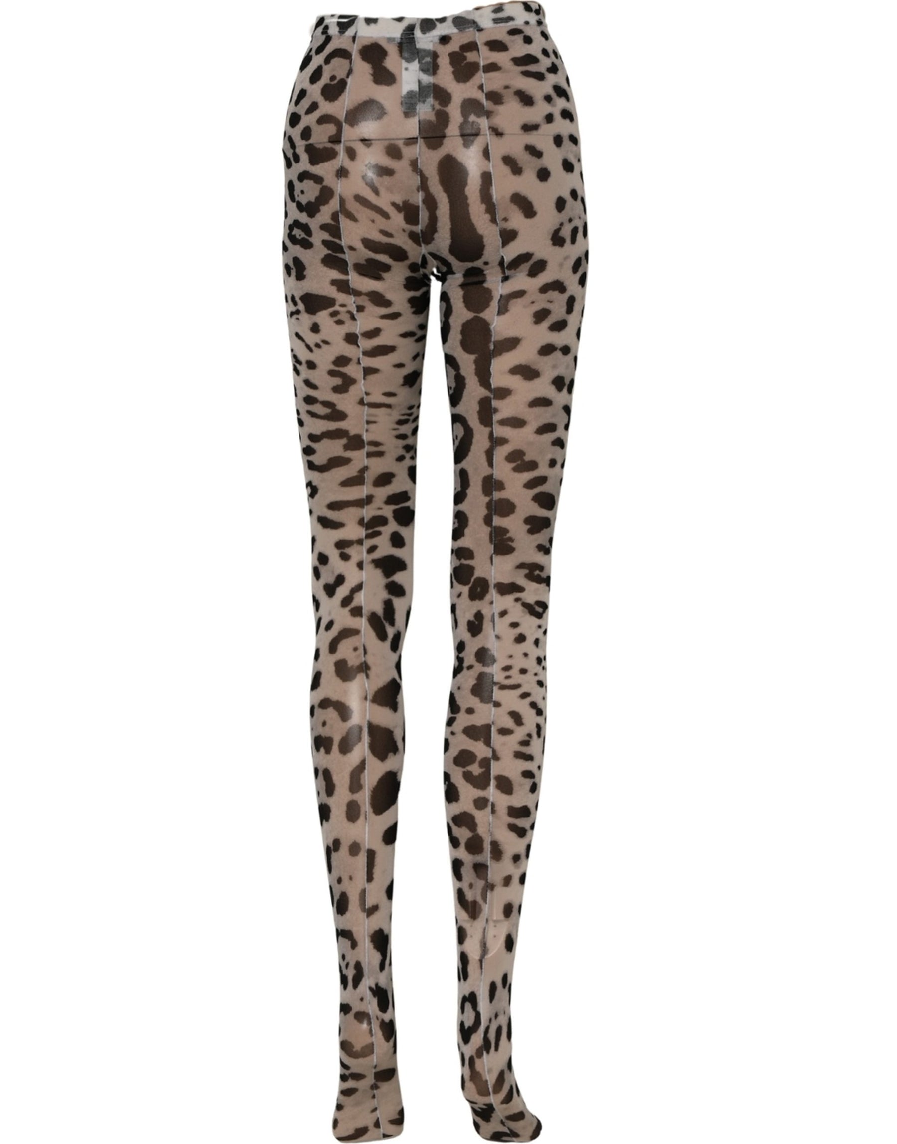 Dolce & Gabbana Gray Leopard Nylon Tights Stocking Pantyhose Socks | Regal Royce