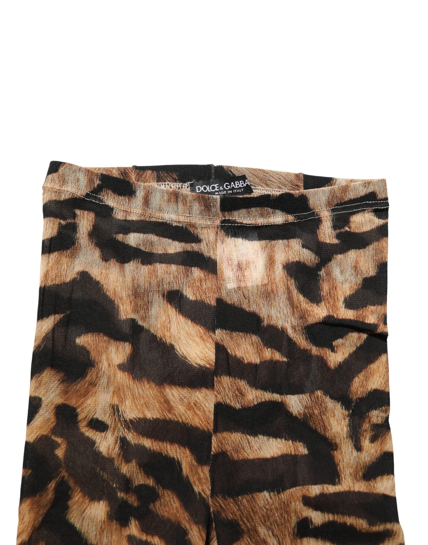 Dolce & Gabbana Brown Tiger Nylon Tights Stocking Pantyhose Socks | Regal Royce