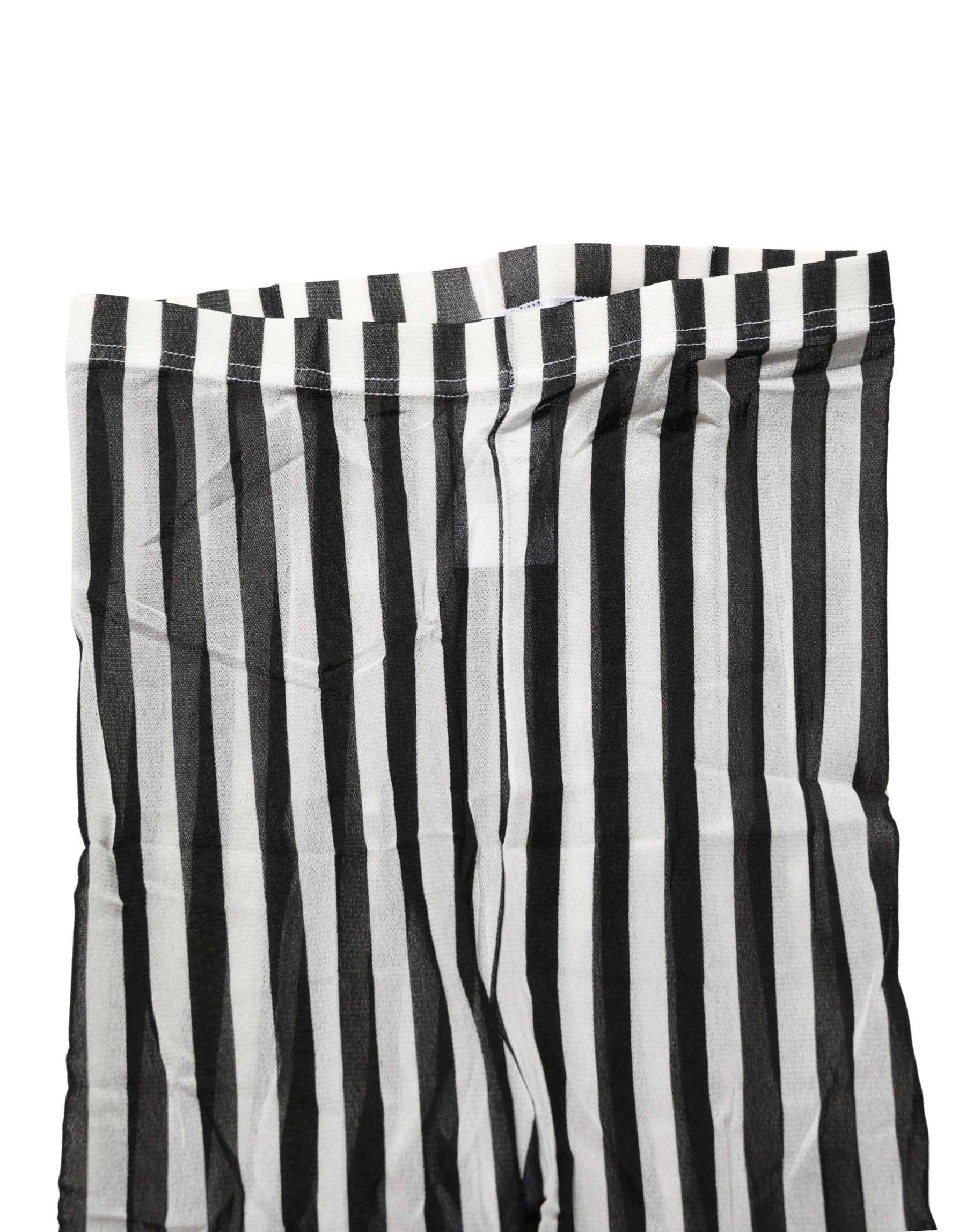Dolce & Gabbana Black White Stripes Tights Stocking Pantyhose Socks | Regal Royce
