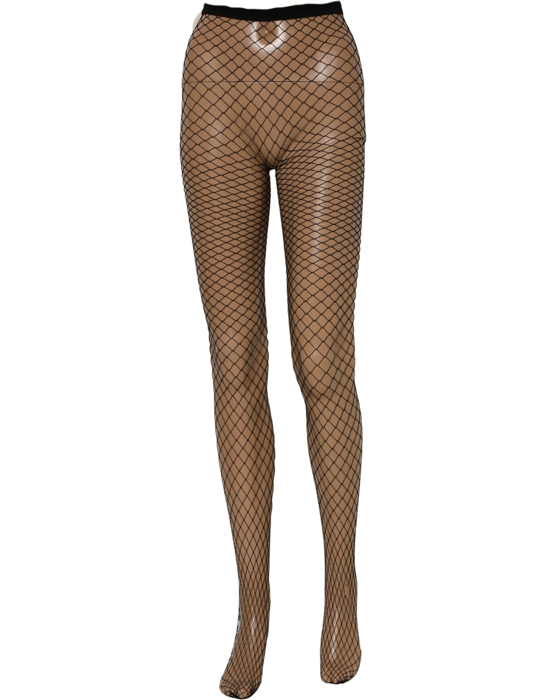 Dolce & Gabbana Black Fishnet Tights Stocking Pantyhose One Size Socks | Regal Royce