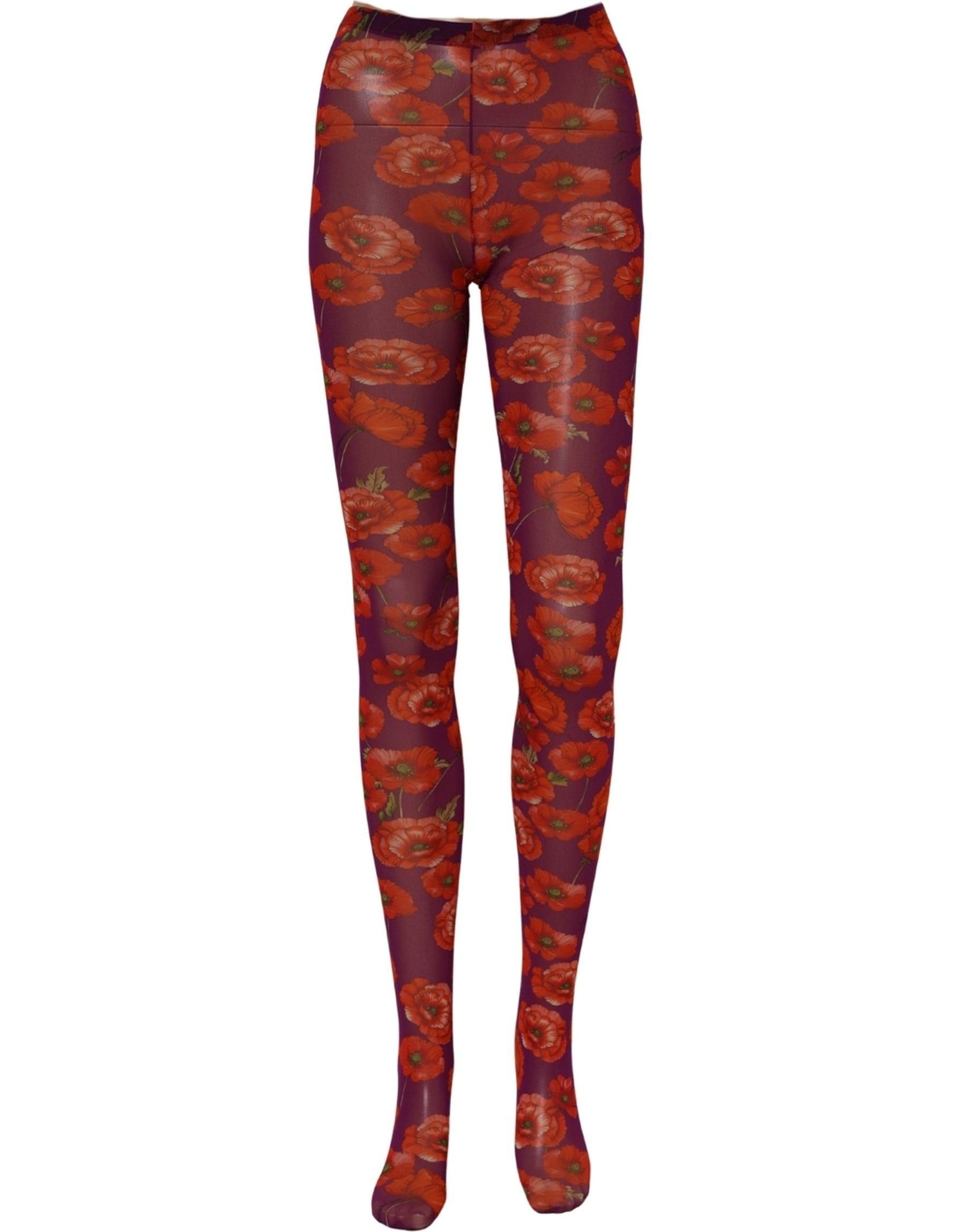 Dolce & Gabbana Purple Nylon Floral Print Tights Stockings Socks | Regal Royce