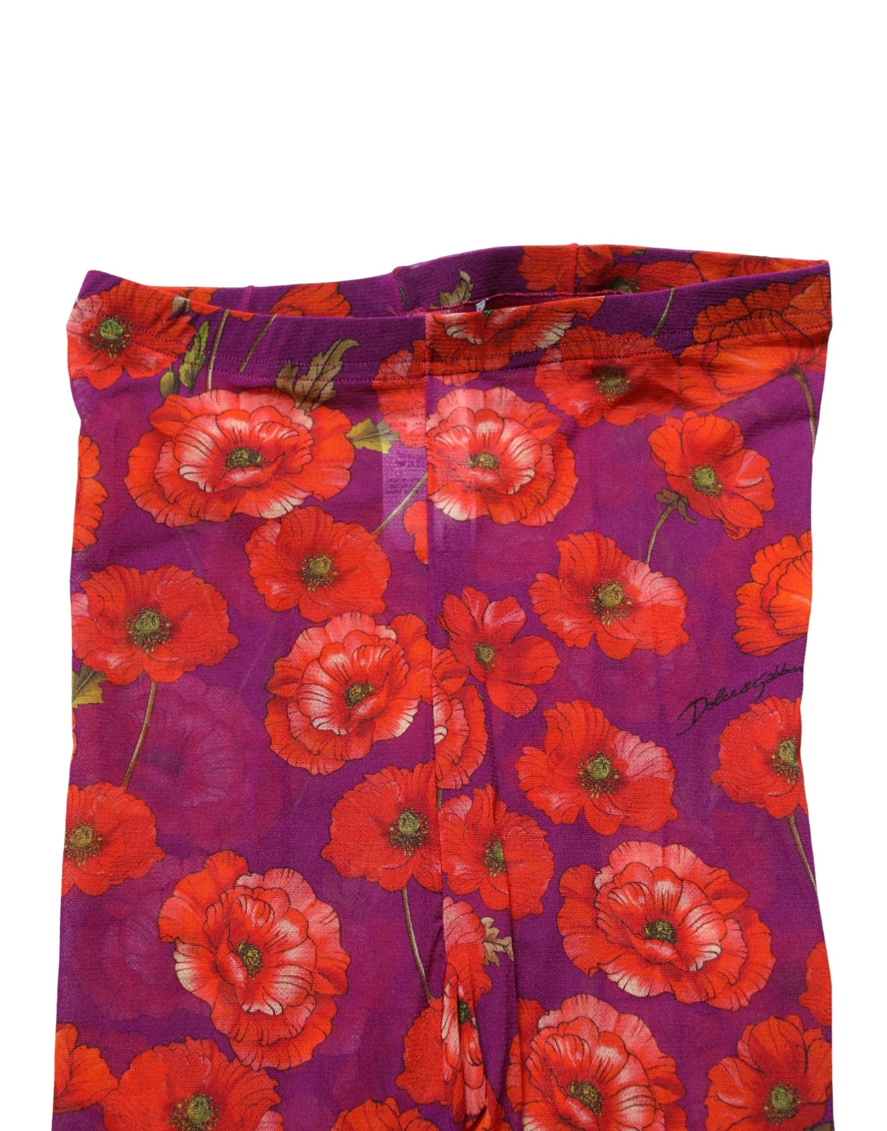 Dolce & Gabbana Purple Nylon Floral Print Tights Stockings Socks | Regal Royce