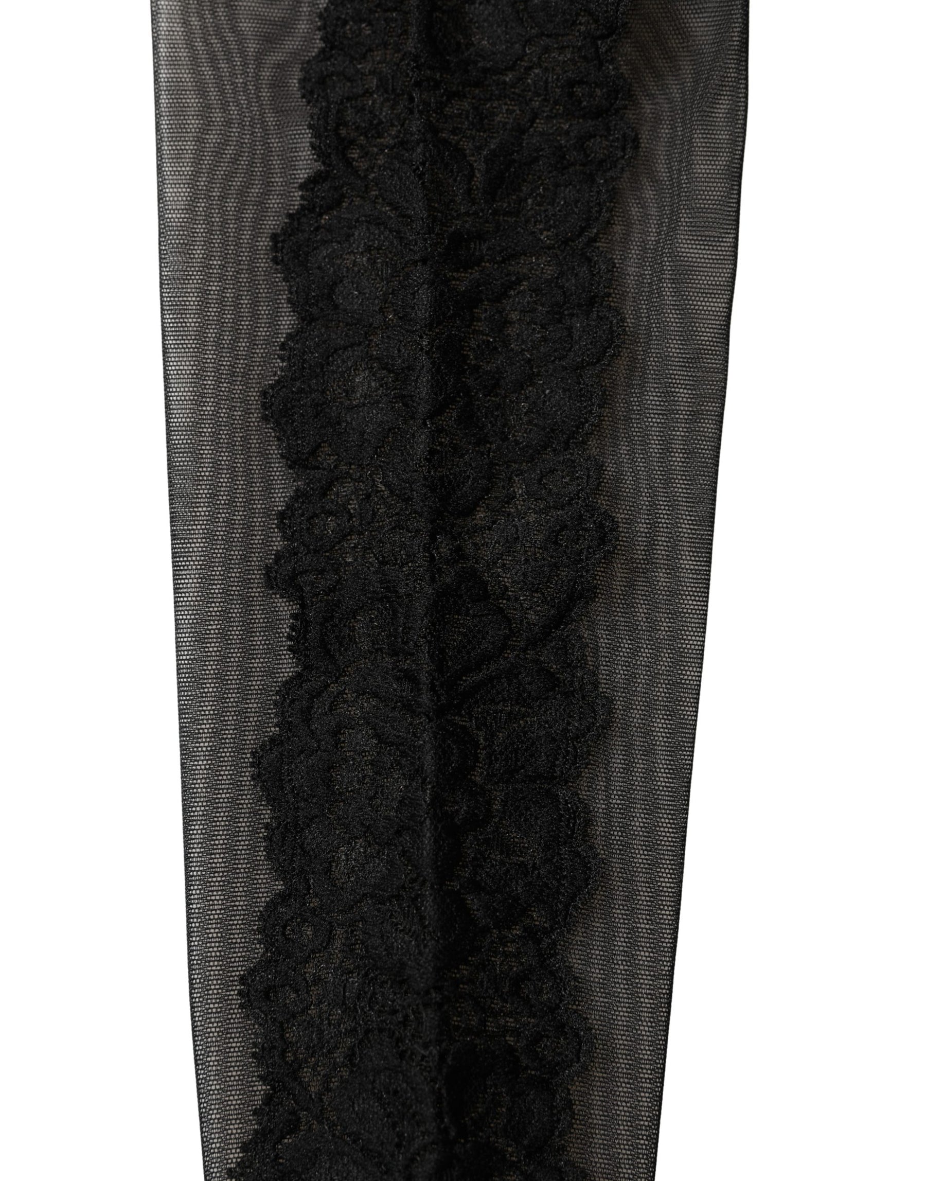 Dolce & Gabbana Black Nylon Mesh Sheer Calf Long Accessory Socks | Regal Royce