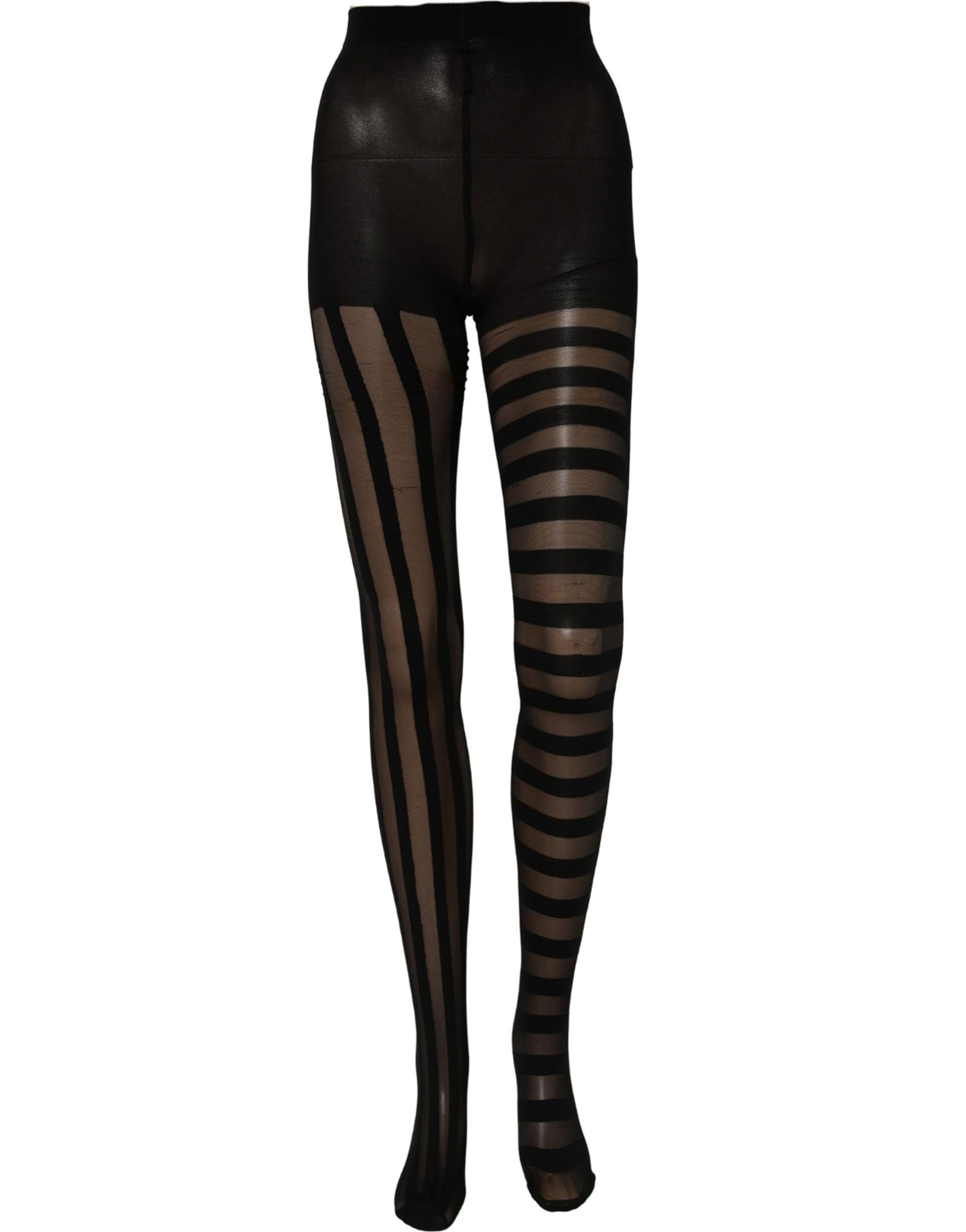 Dolce & Gabbana Black Nylon Stripes Tights Stockings Pantyhose Socks | Regal Royce