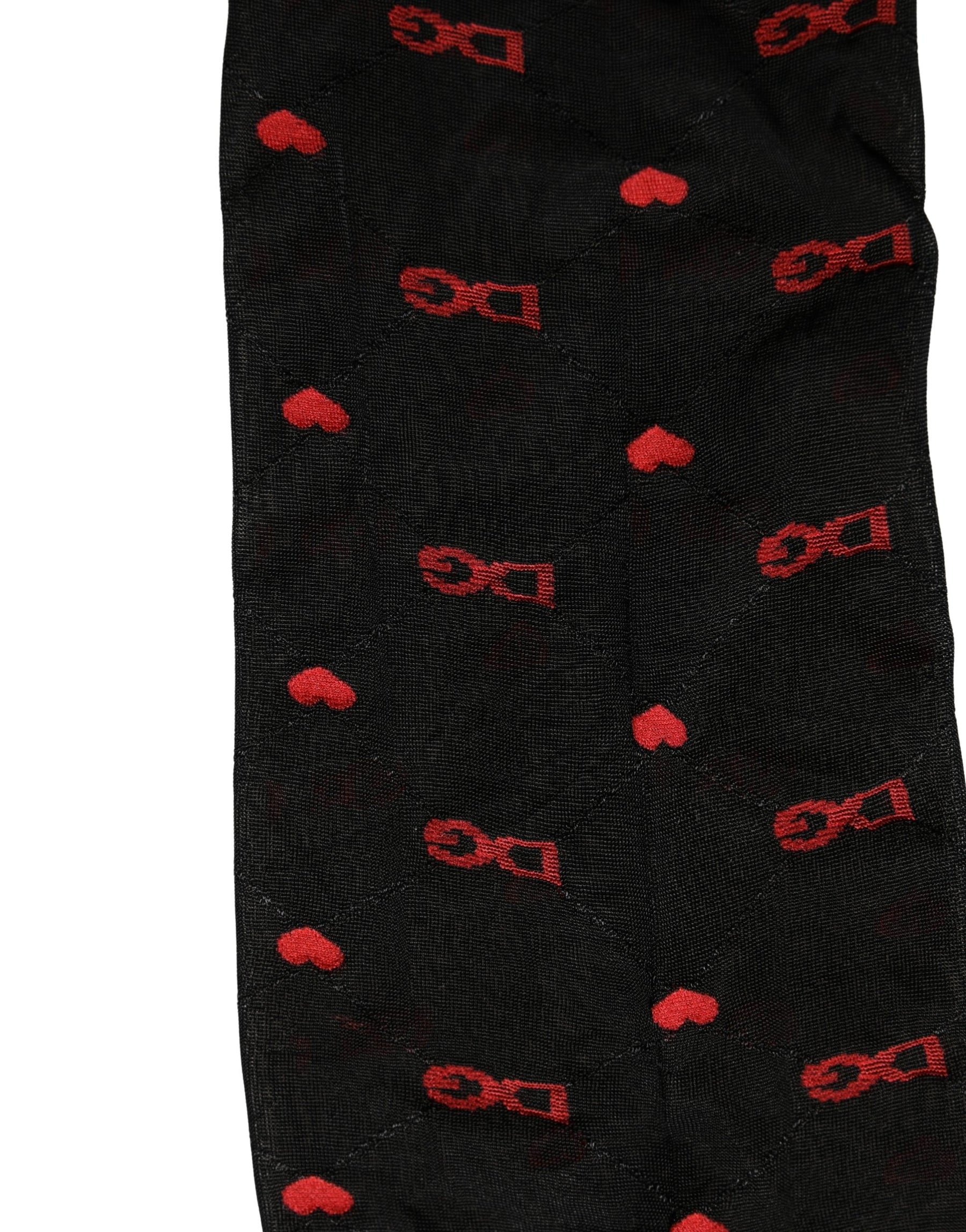 Dolce & Gabbana Black Nylon Hearts Tights Stocking Pantyhose Socks | Regal Royce