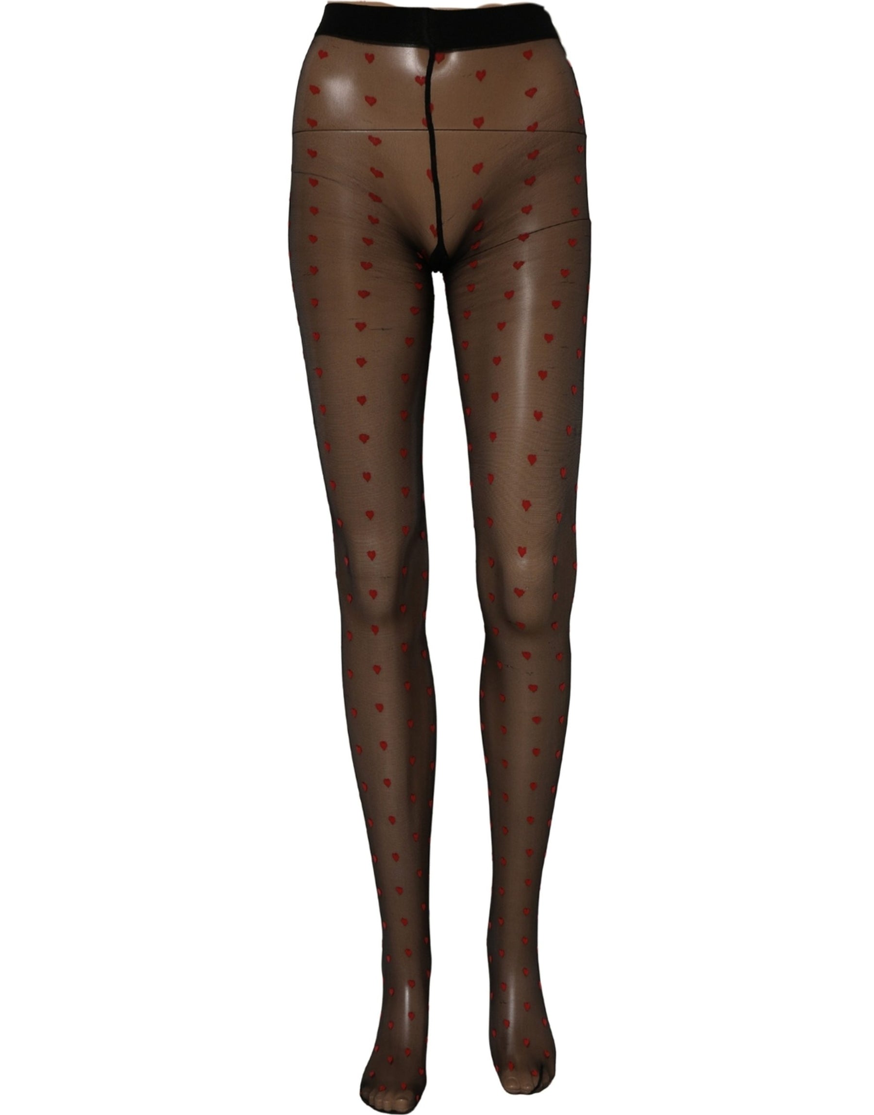 Dolce & Gabbana Black Nylon Hearts Tights Stocking Pantyhose Socks | Regal Royce