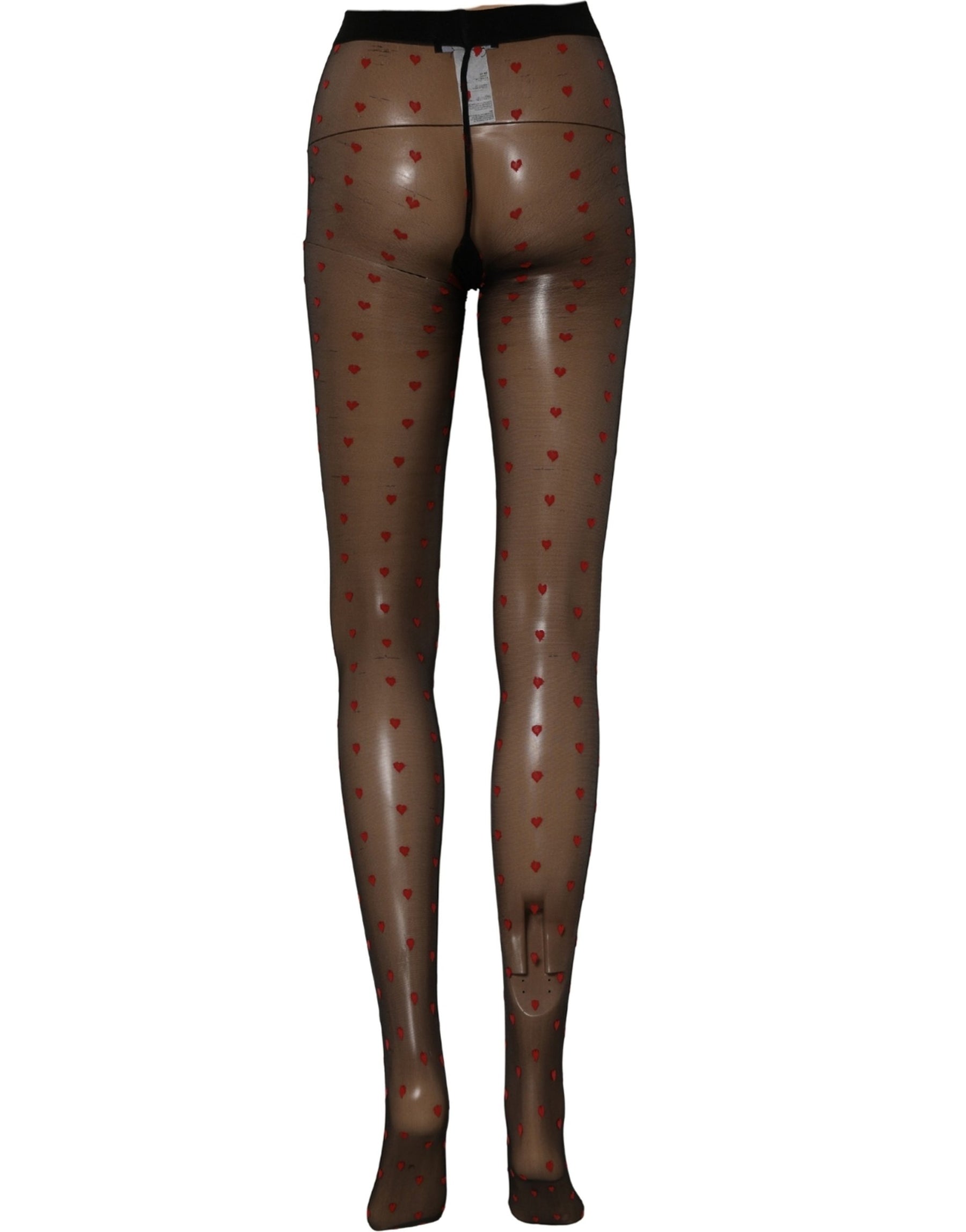 Dolce & Gabbana Black Nylon Hearts Tights Stocking Pantyhose Socks | Regal Royce