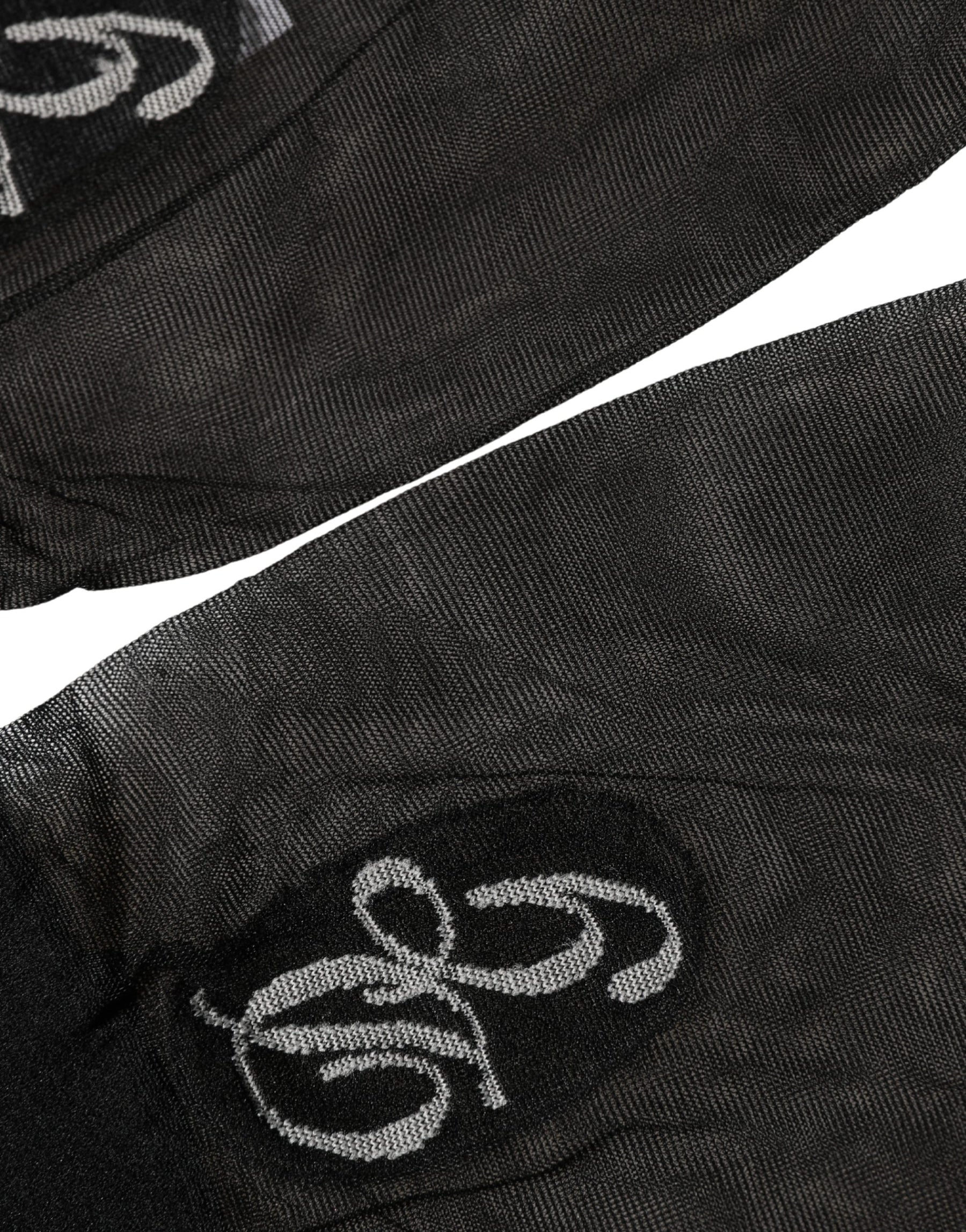 Dolce & Gabbana Black Nylon Mesh Sheer Calf Long Accessory Socks | Regal Royce