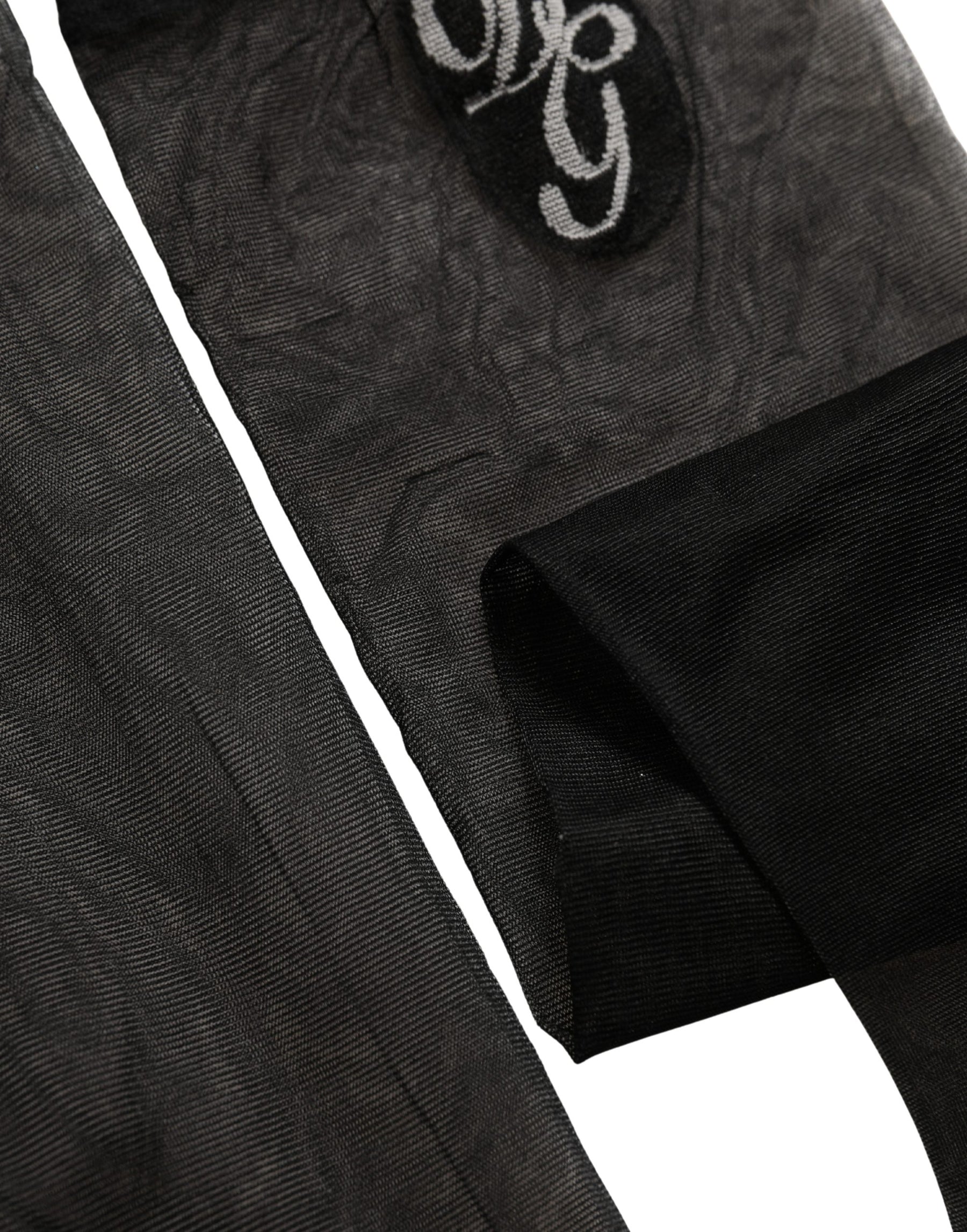 Dolce & Gabbana Black Nylon Mesh Sheer Calf Long Accessory Socks | Regal Royce