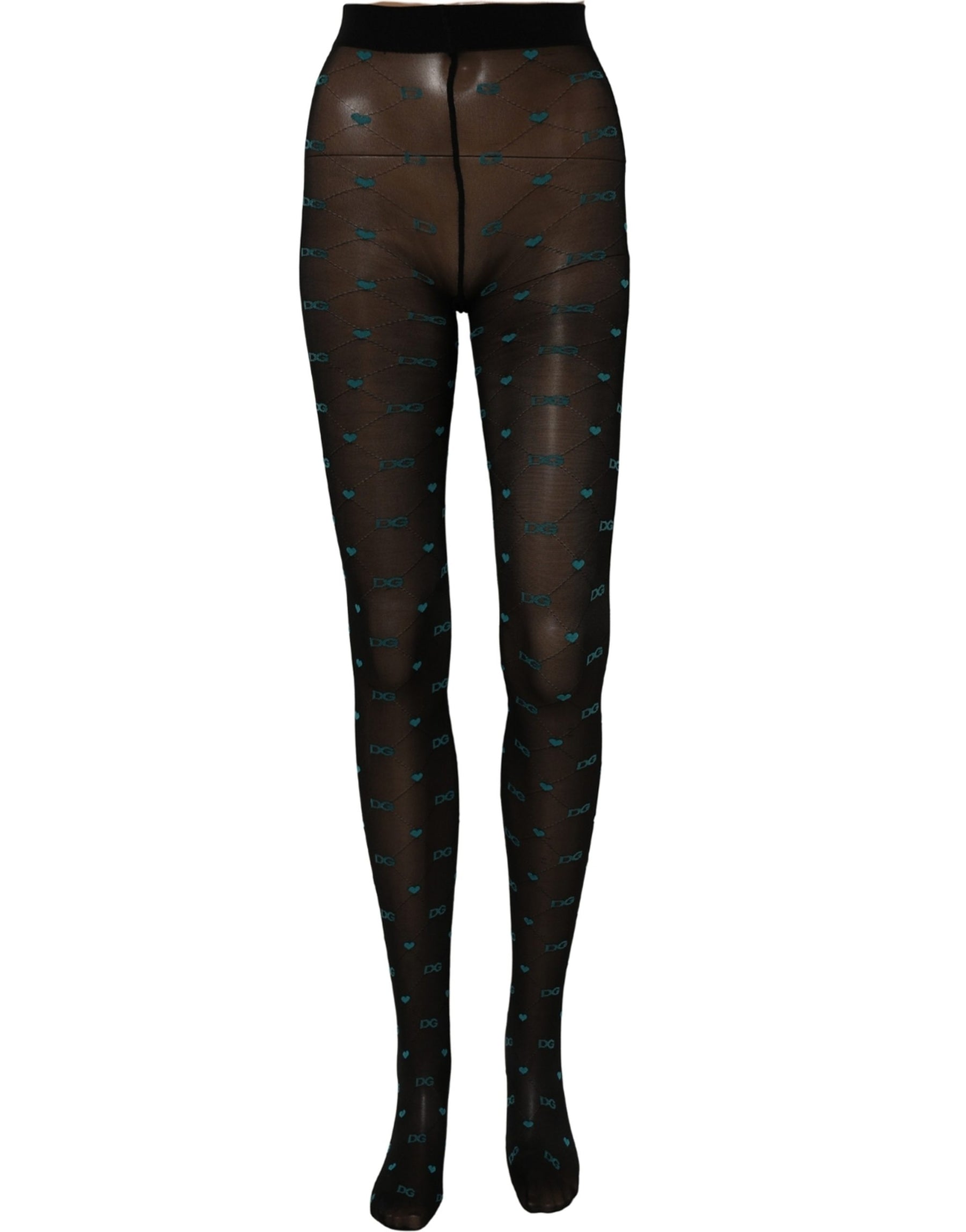 Dolce & Gabbana Black Nylon Logo Tights Stocking Pantyhose Socks | Regal Royce