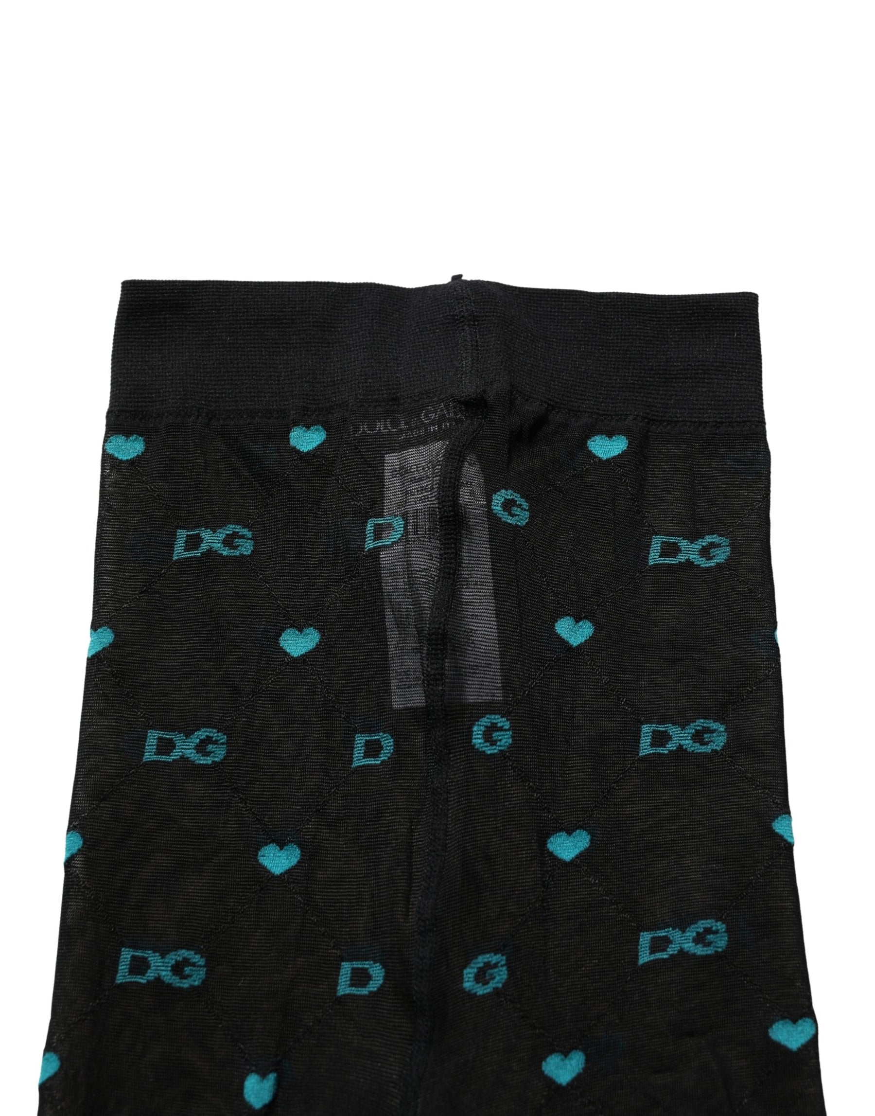 Dolce & Gabbana Black Nylon Logo Tights Stocking Pantyhose Socks | Regal Royce
