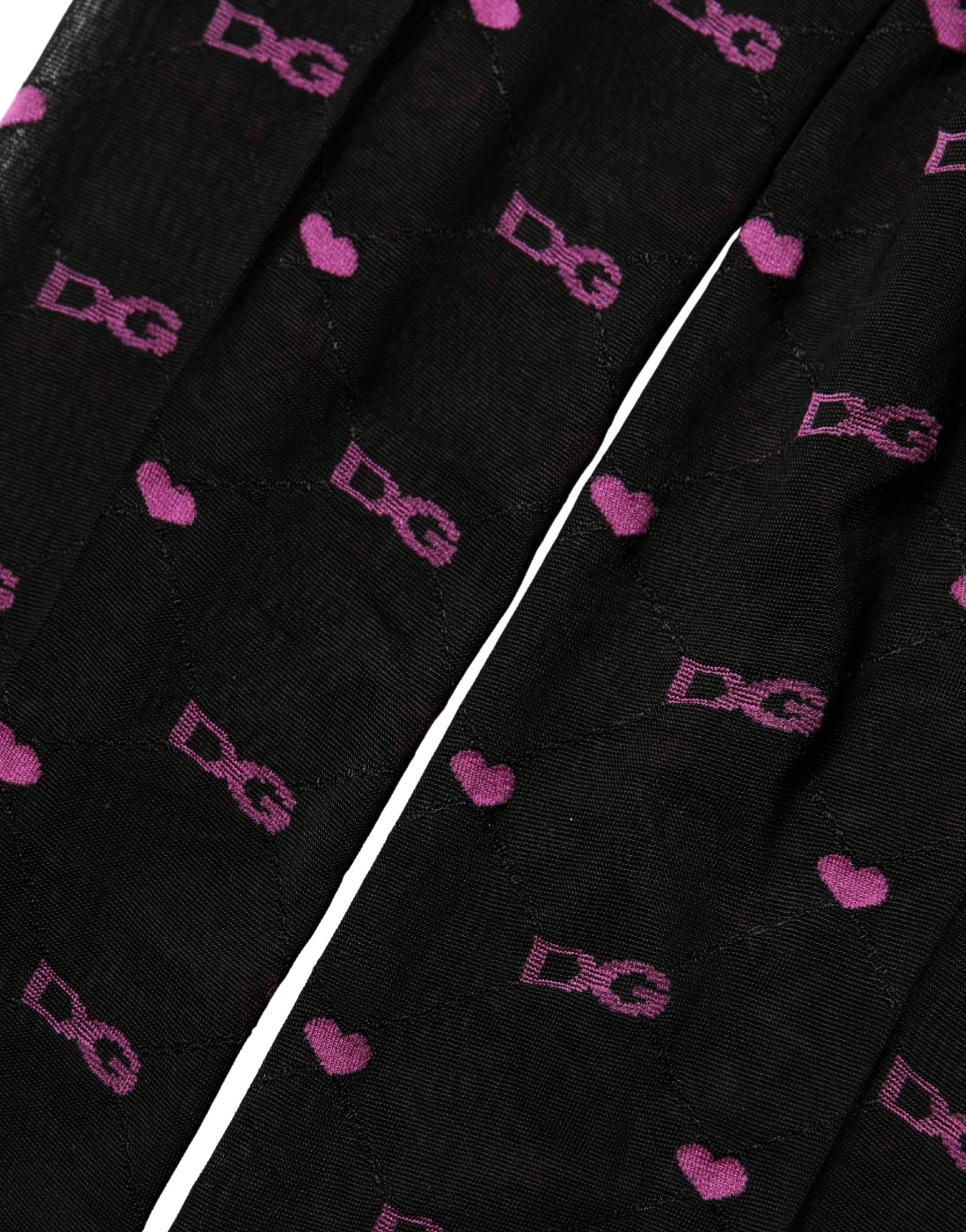 Dolce & Gabbana Black Nylon Hearts Tights Stocking Pantyhose Socks | Regal Royce