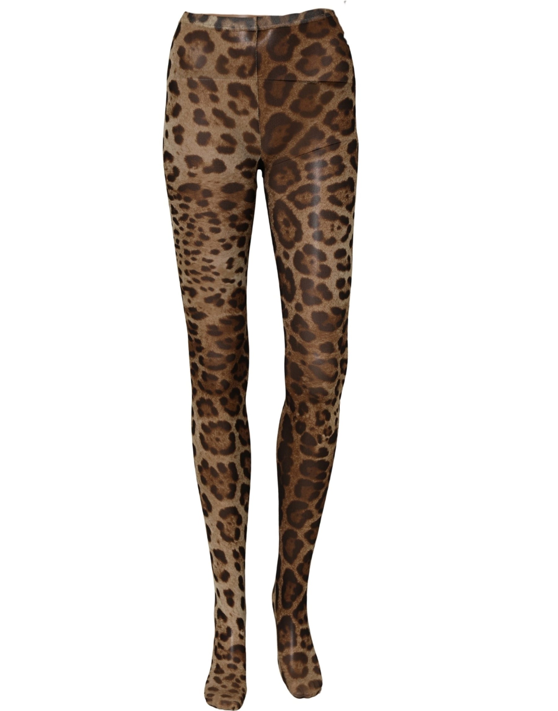 Dolce & Gabbana Brown Leopard Nylon Tights Stocking Pantyhose Socks | Regal Royce