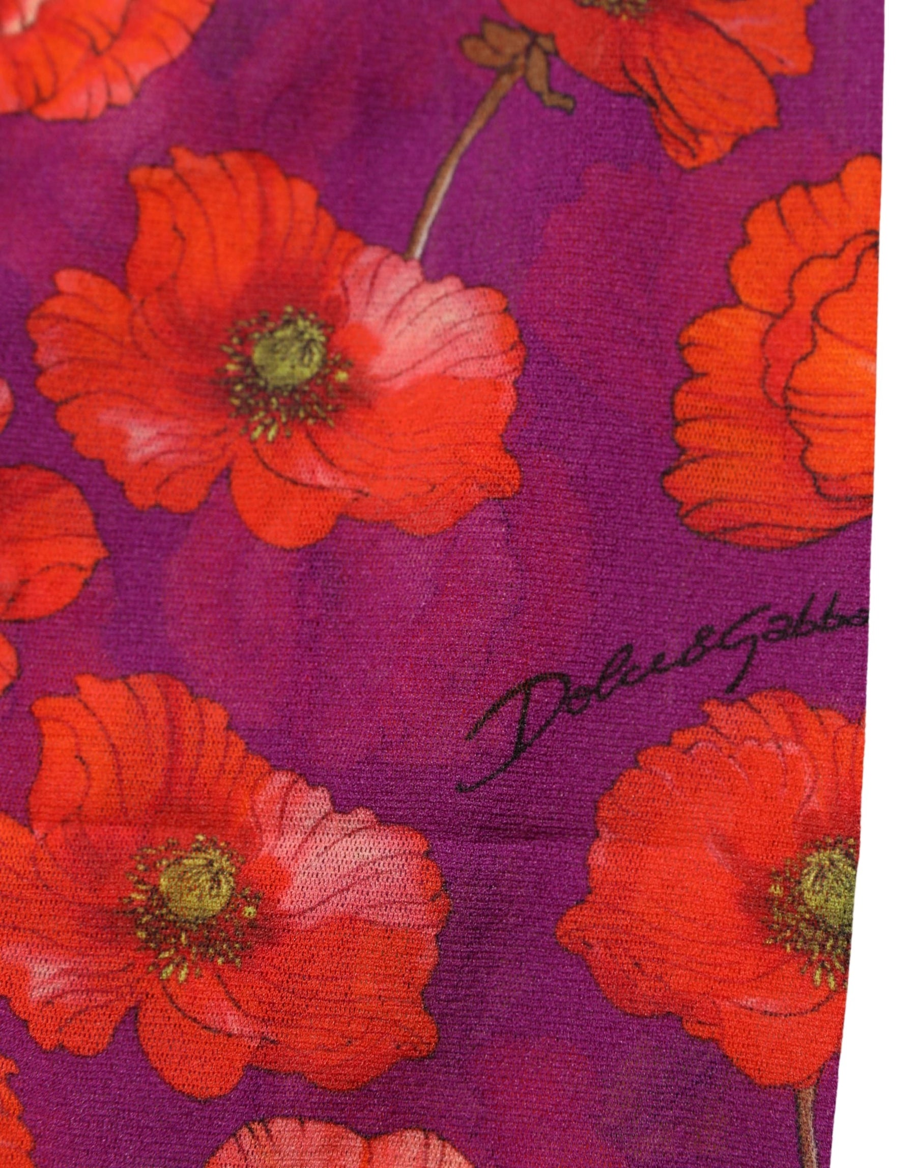Dolce & Gabbana Purple Nylon Floral Print Tights Stockings Socks | Regal Royce