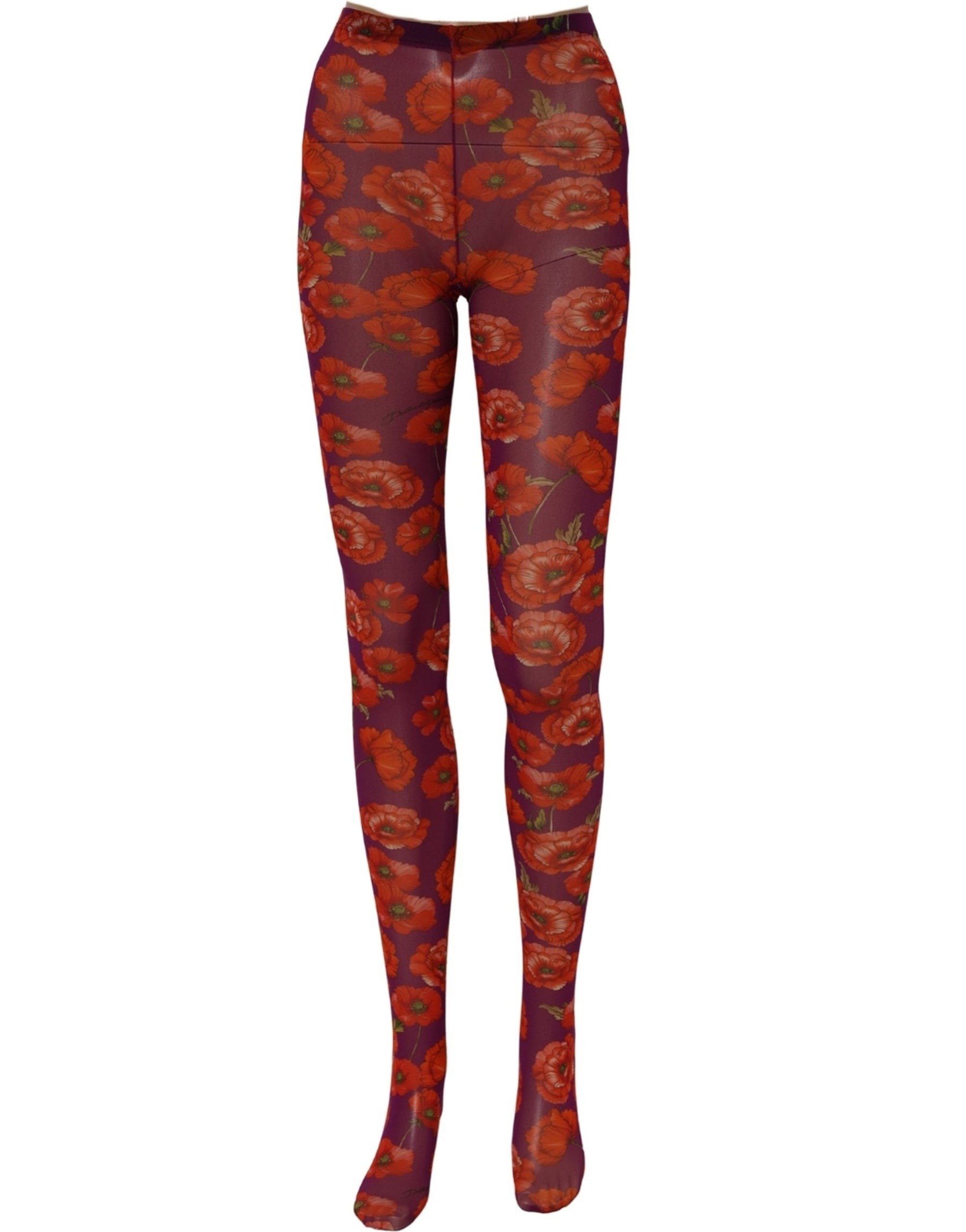 Dolce & Gabbana Purple Nylon Floral Print Tights Stockings Socks | Regal Royce