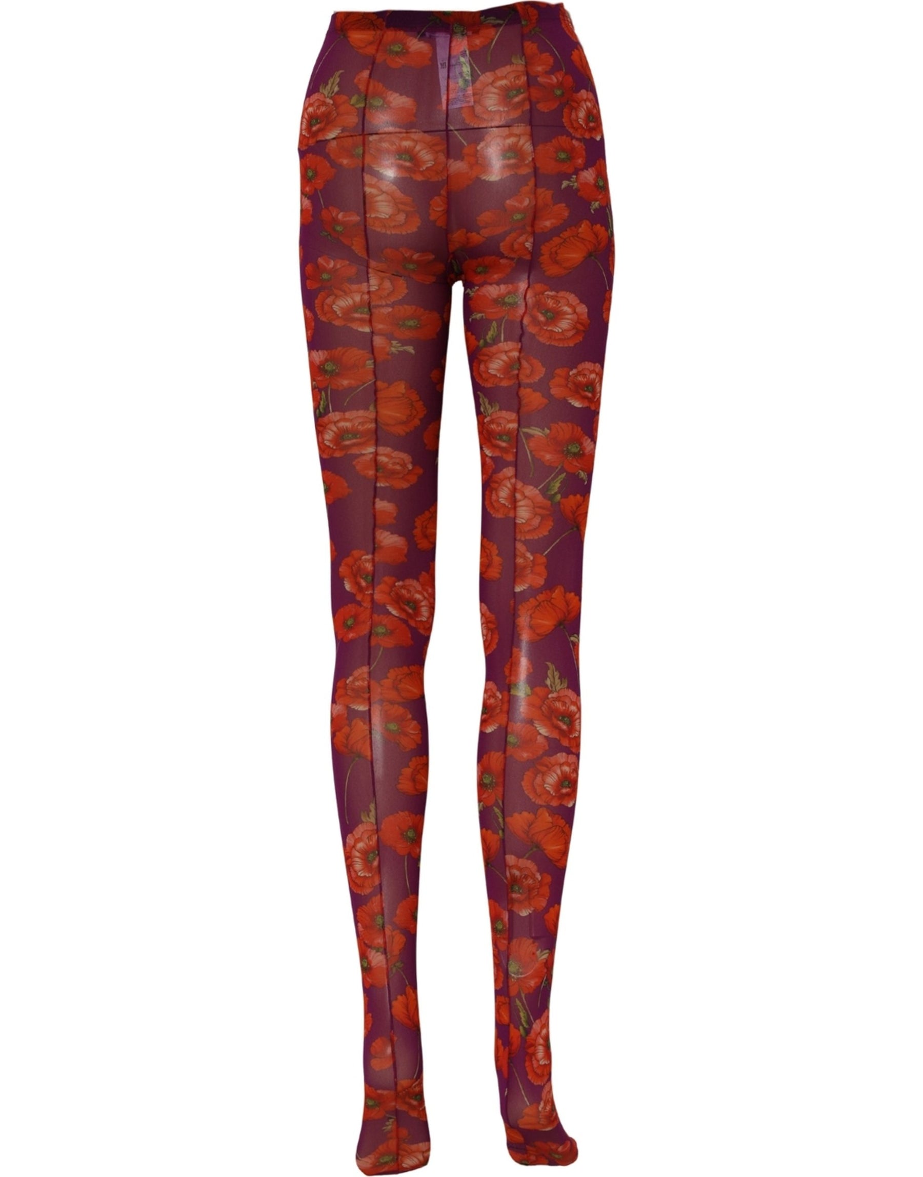 Dolce & Gabbana Purple Nylon Floral Print Tights Stockings Socks | Regal Royce