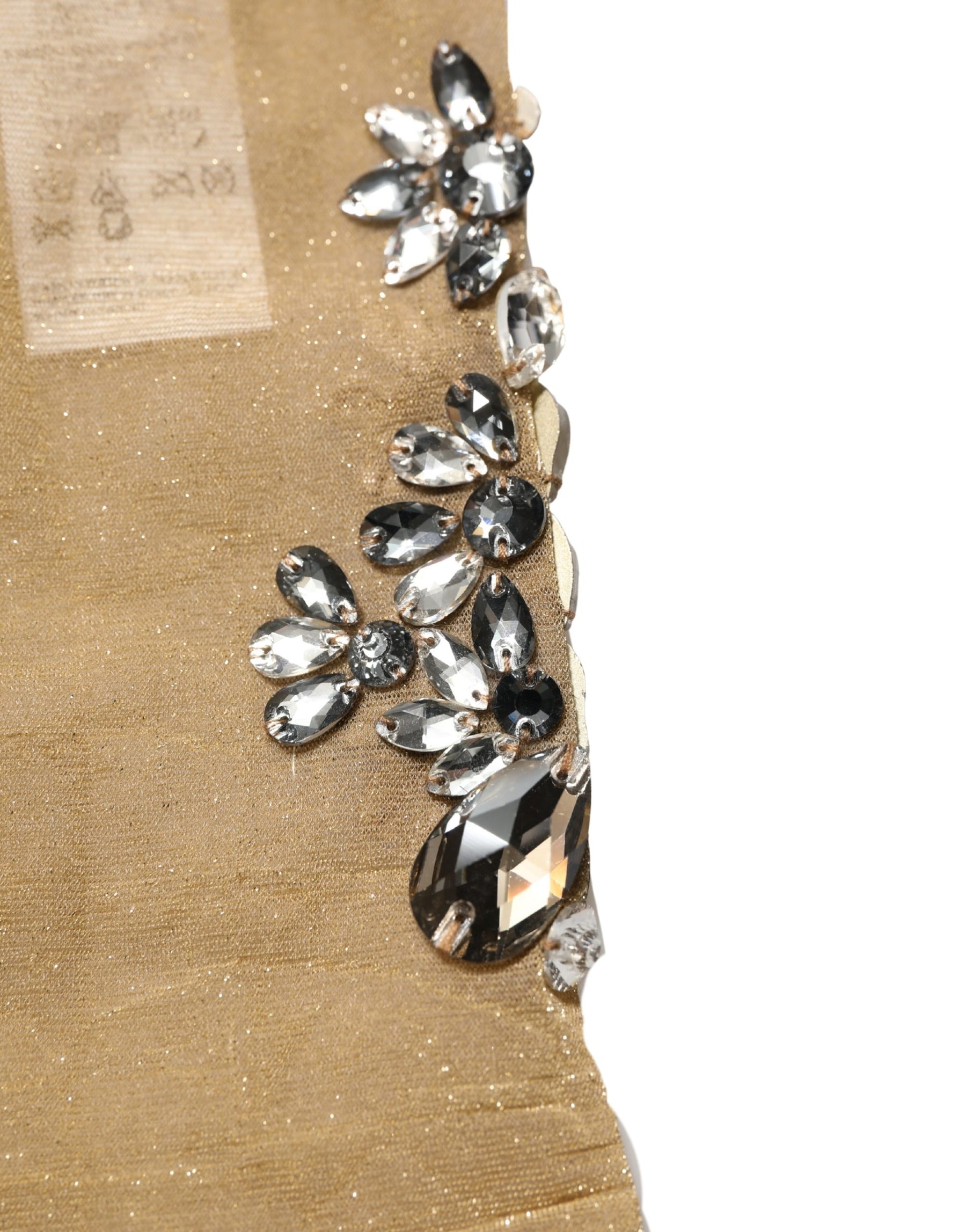 Dolce & Gabbana Brown Stretch Floral Clear Crystal Stockings Socks | Regal Royce