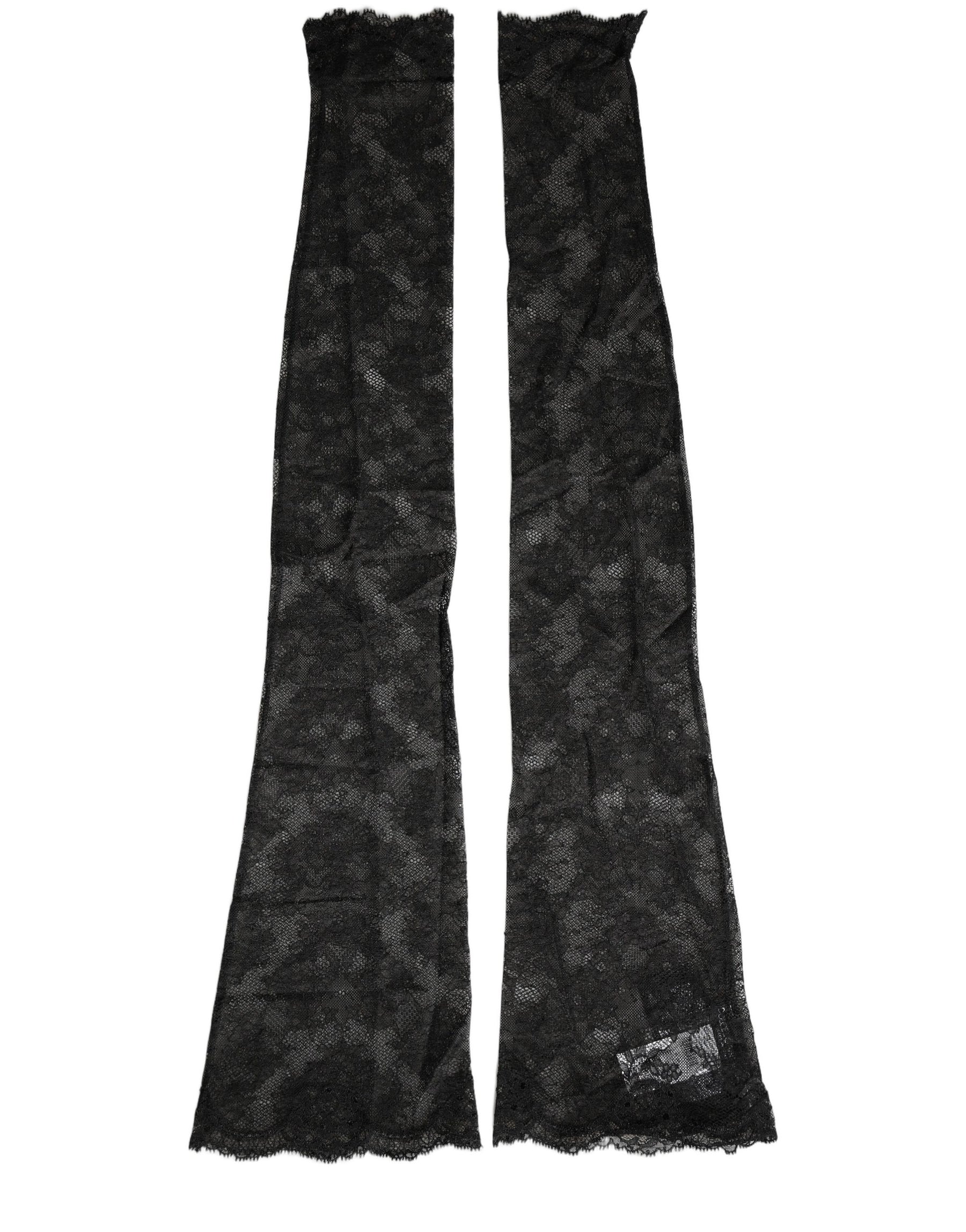 Dolce & Gabbana Black Floral Lace Nylon Stretch Knee High Socks | Regal Royce