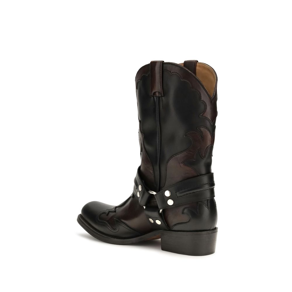 Versace Black Calf Leather Bos Taurus Ankle Boots | Regal Royce