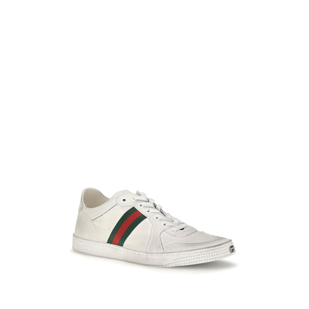 Gucci White Calf Leather Bos Taurus Low Top Sneakers | Regal Royce