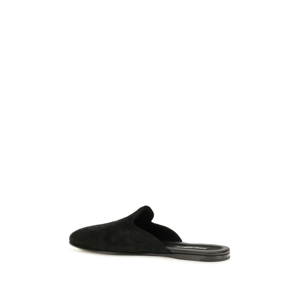 Dolce & Gabbana Black Calf Leather Bos Taurus Mules | Regal Royce